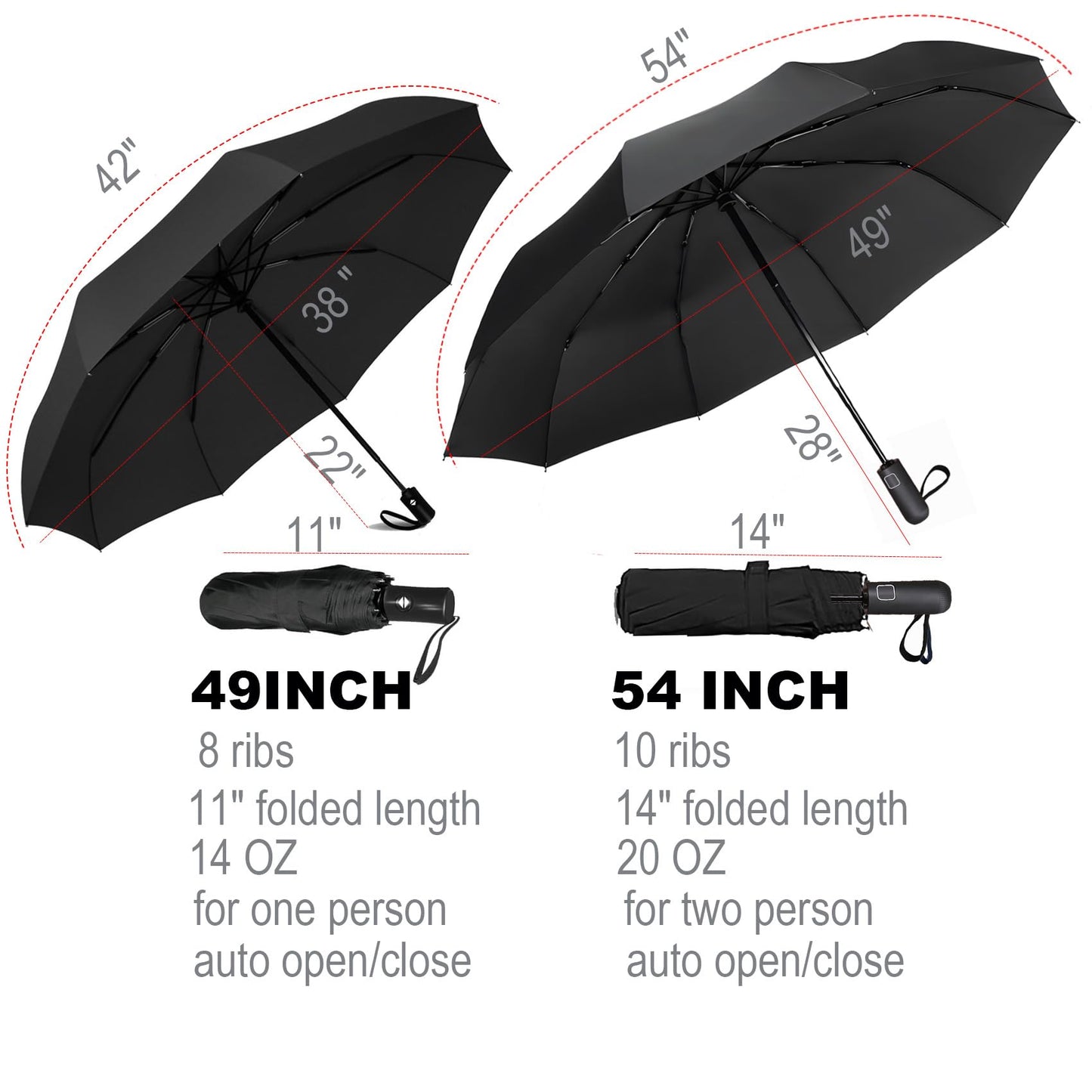 SIEPASA Windproof Travel Compact Umbrella-Automatic Umbrellas for Rain-Compact Folding Umbrella, Travel Umbrella Compact, Small Portable Windproof Umbrellas for Men Women Teenage. (Black)