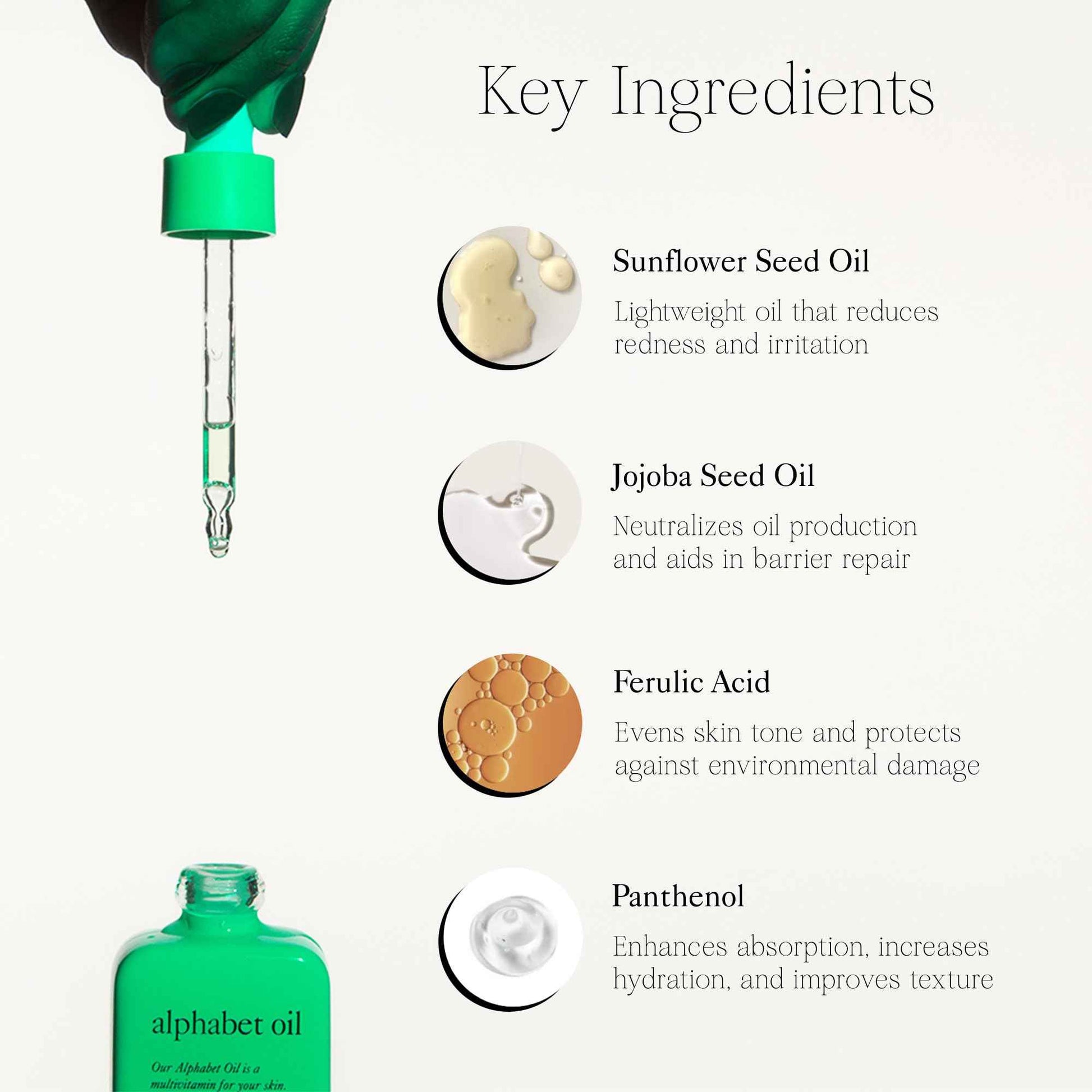 good light Alphabet Oil. Lightweight & Non-Greasy For Oily, Acne Prone Skin. Use Daily For Face, Neck, Chest, & Hands. Made With Vitamin C, Vitamin E, and Jojoba Oil. Vegan Korean Skin Care, 1 Fl. Oz.