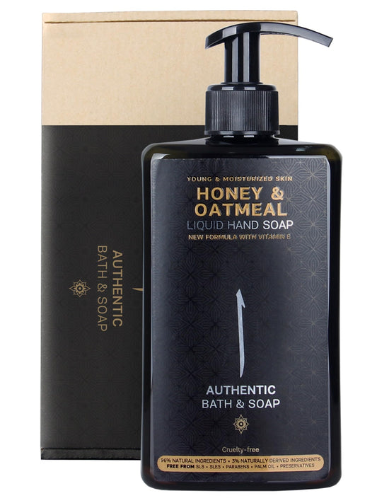 AUTHENTIC BATH & SOAP Natural - Honey & Oatmeal Liquid Hand Soap - Hydrating & Soothing for Sensitive & Mature Skin, with vitamin E, Cruelty Free, Paraben & Sulfate Free 16.9 Fl Oz