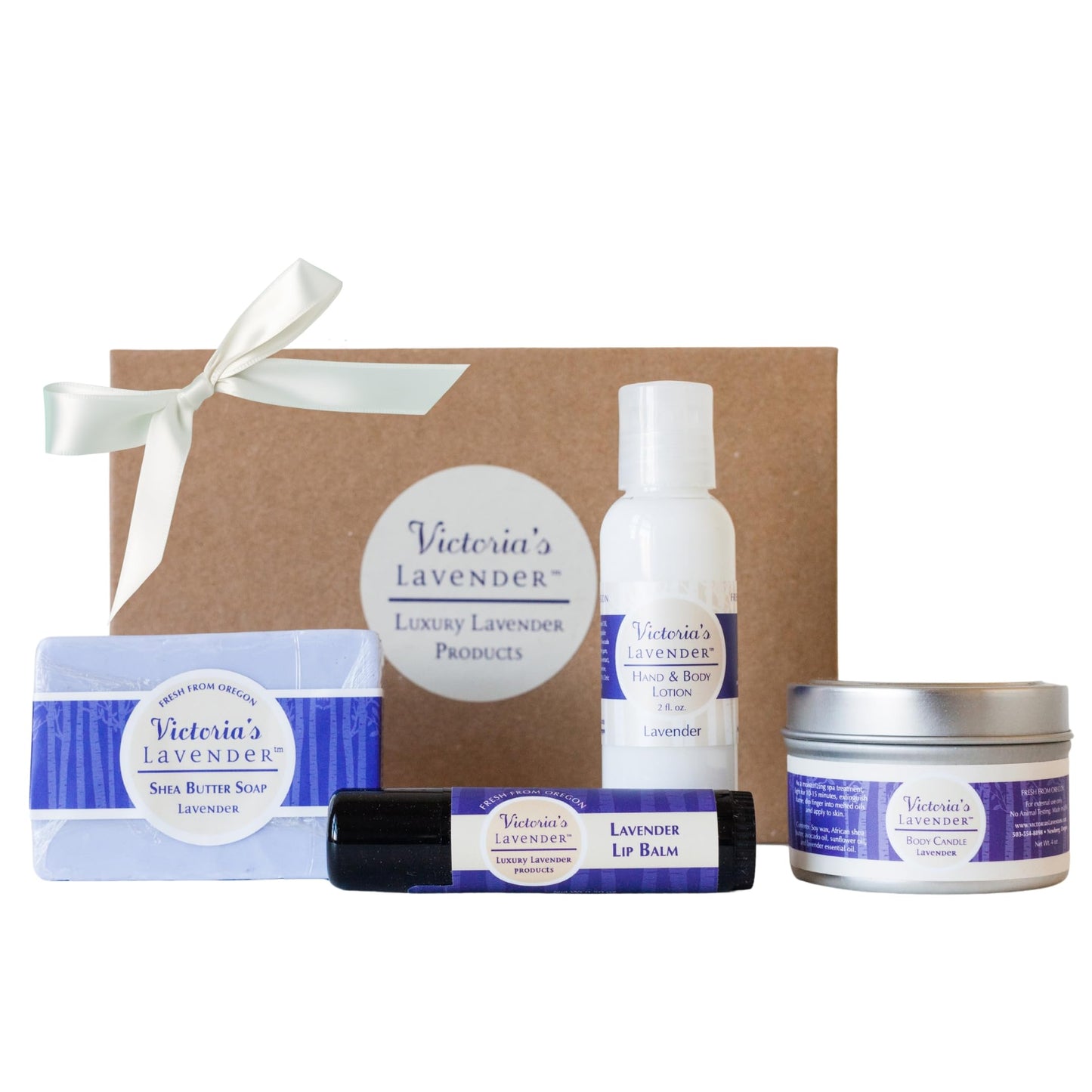 Victoria's Lavender Natural Body Products Gift Set - Handmade Soap, Hand & Body Lotion, Lip Balm, Body Candle Skin Care Sets & Kits, Lavender Bath and Body Products for Women, Lavender