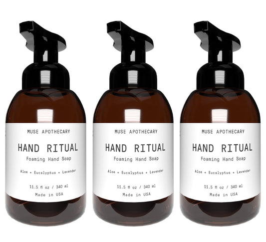 Muse Apothecary Hand Ritual - Aromatic and Nourishing Foaming Hand Soap, Infused with Natural Aromatherapy Essential Oils - USDA Certified Biobased - 11.5 oz, Aloe + Eucalyptus + Lavender, 3 Pack