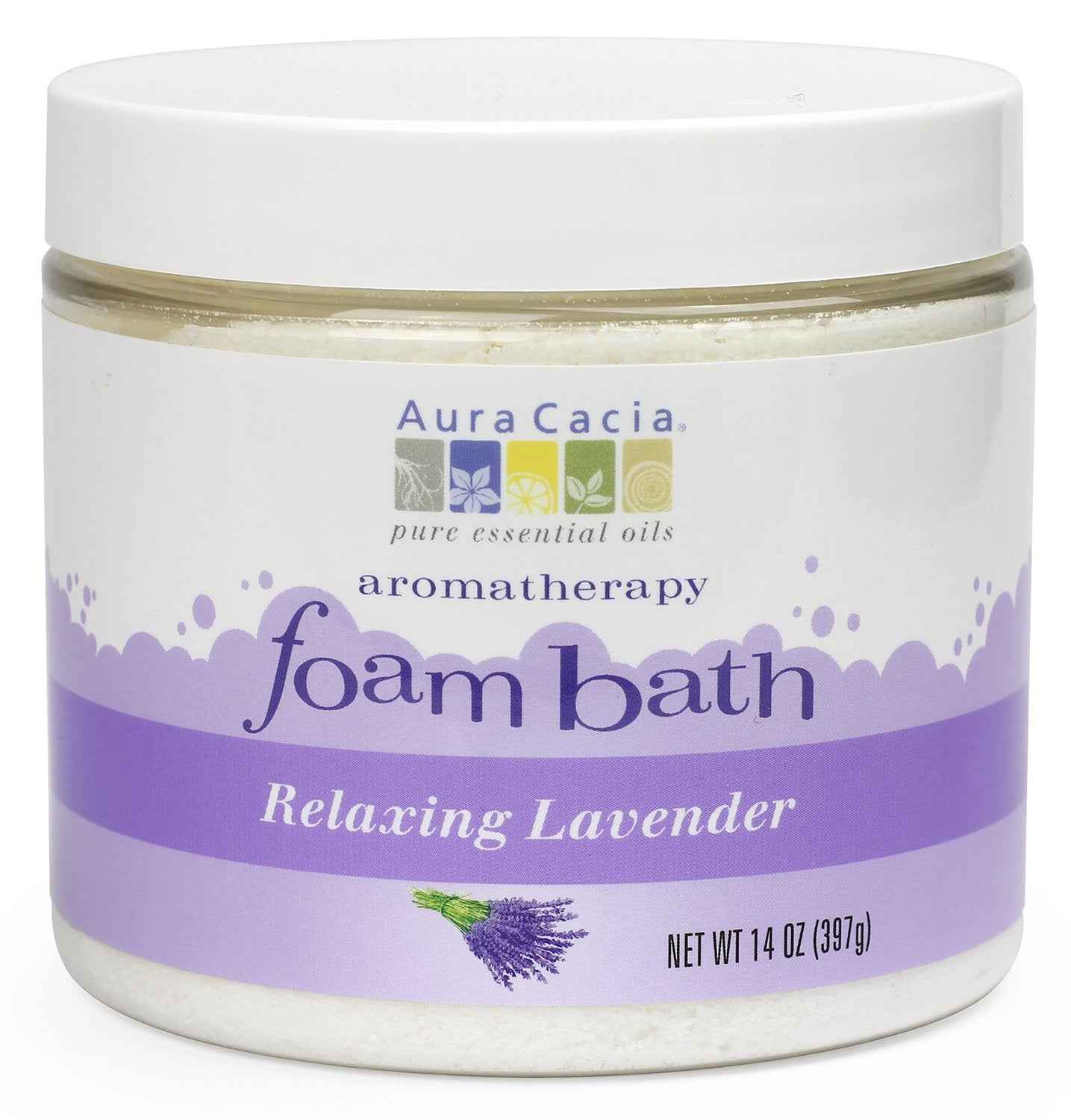 Aura Cacia Aromatherapy Foam Bath, Relaxing Lavender, 14 ounce jar (Pack of 2)
