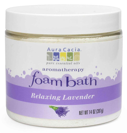 Aura Cacia Aromatherapy Foam Bath, Relaxing Lavender, 14 ounce jar (Pack of 2)
