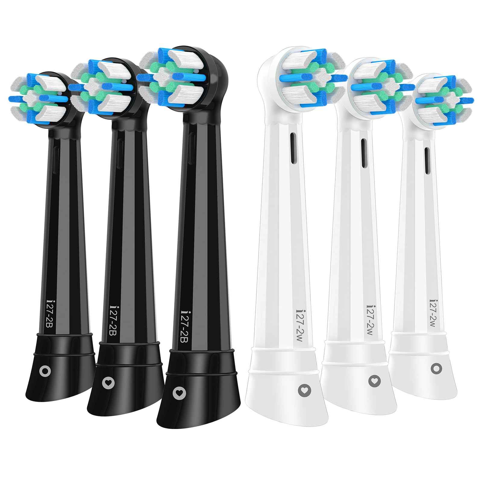 IO Replacement Heads Compatible with Oral b IO 2/3/4/5/6/7/8/9/10 Series Electric Toothbrush, Brush Heads Refills Compatible with Oral B IO for Teeth Clean (6 Black/White)