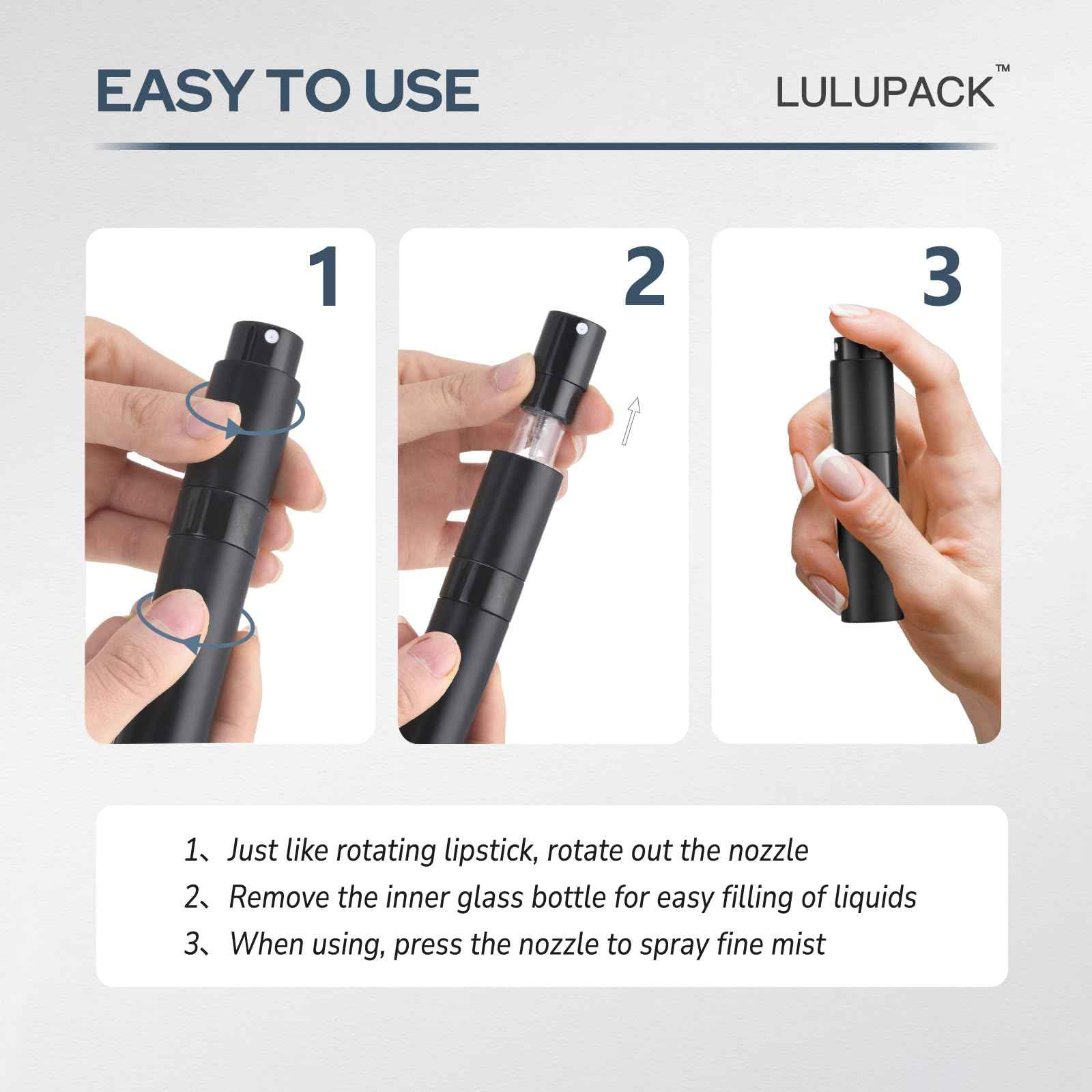 Lulupack Travel Perfume Bottle Refillable - Cologne Spray Atomizer Mini - Small Travel Size Empty Sprayer for Refill Sample Container - Portable Fragrance Decant Dispenser for Women Men 8ml 6PCS Brown