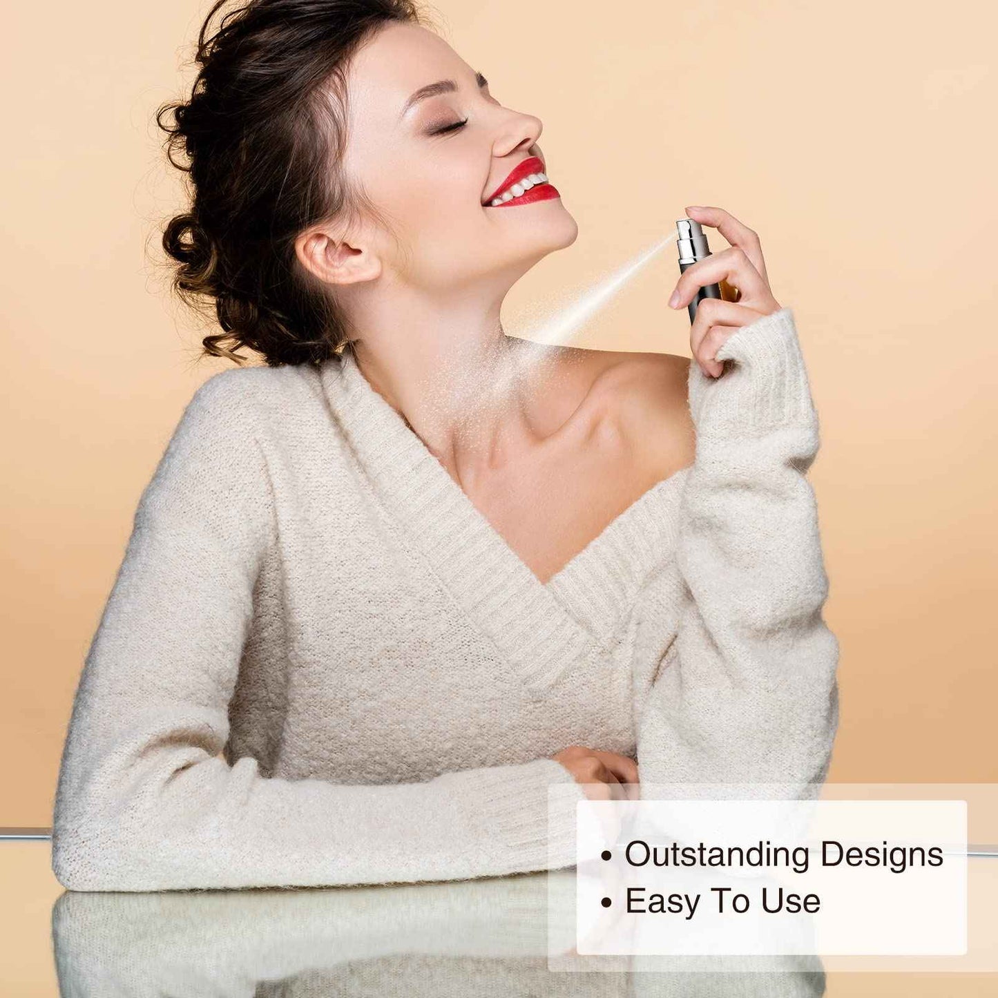 Bright Black Refillable Perfume Atomizer - 5 ml Mini Spray Bottle with 10 Dispenser Pumps - Travel Perfume Bottle Case