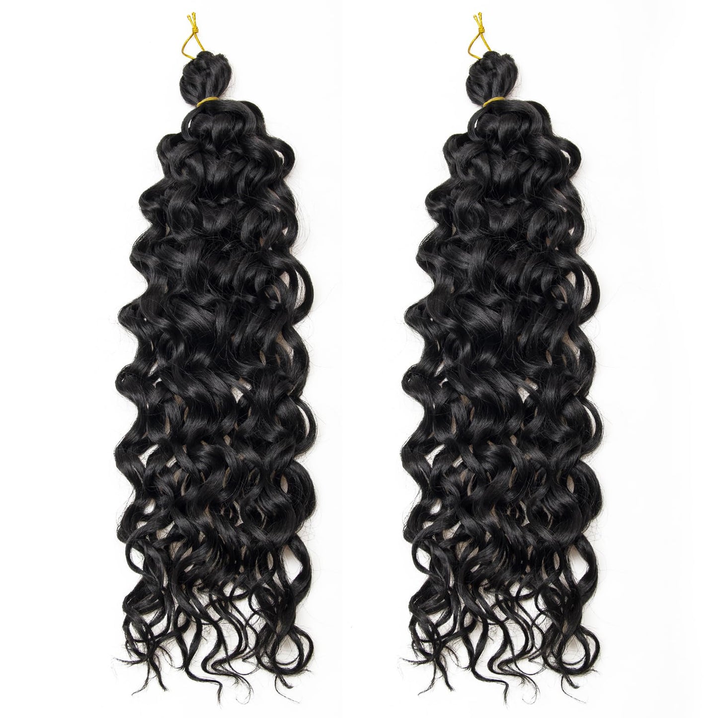 Ocean Wave Crochet Hair Deep Wave Curly Crochet Hair For Black Women Hawaii Curly Braiding Hair Synthetic Bohemian Crochet Braid Water Wave Crochet hair Extensions(Pack of 2, Black)