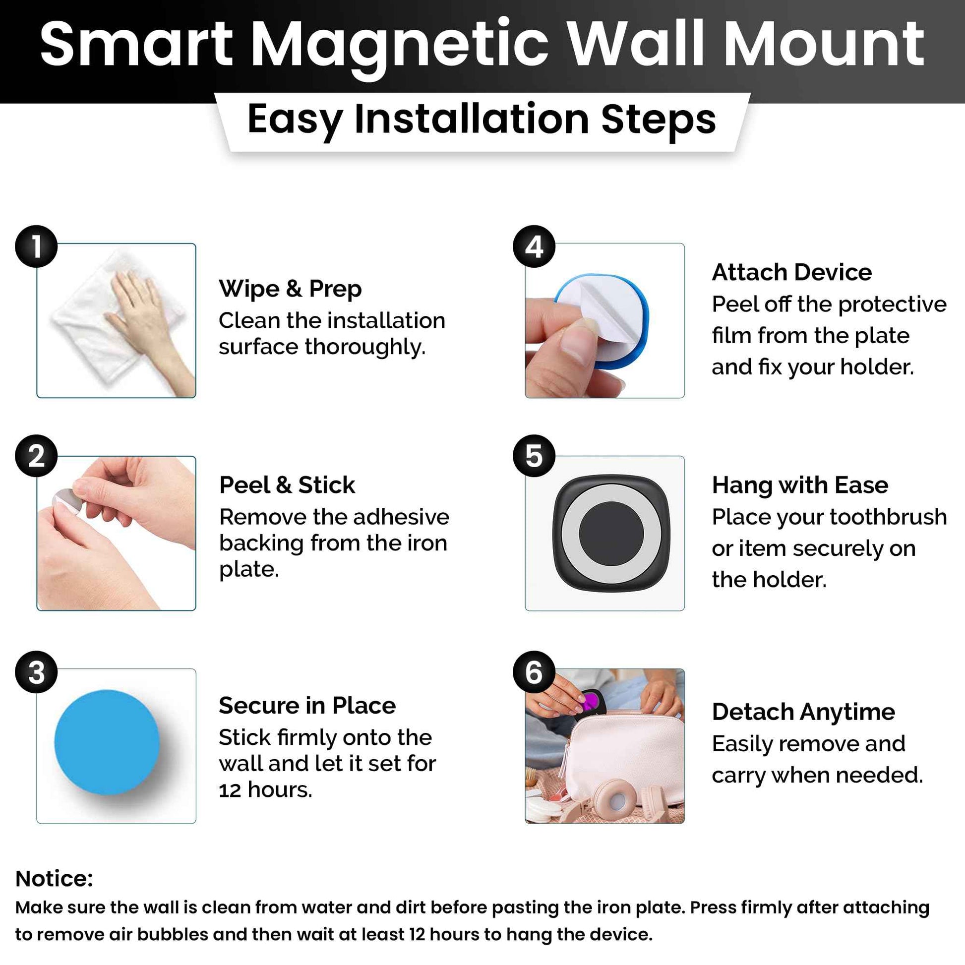Portable UV Toothbrush Sanitizer Holder & Cleaner with UV Light & Magnetic Mounting - Rechargeable Toothbrush Sanitizer for Travel Cover, Wall Mounted UV Tooth Brush Sanitizer Holder Fits Most Brushes