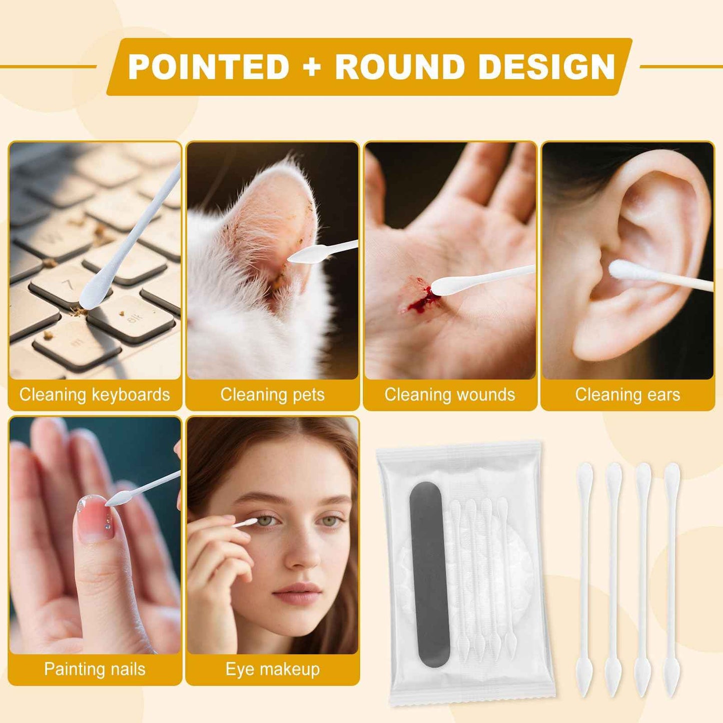 Hotel Vanity Kit Individually Wrapped Bulk Travel Cleaning Kit for Hotels Disposable Travel Size Hotel Hospitality Supplies Hygiene Kits for Homeless in Bulk Round Cotton (200)