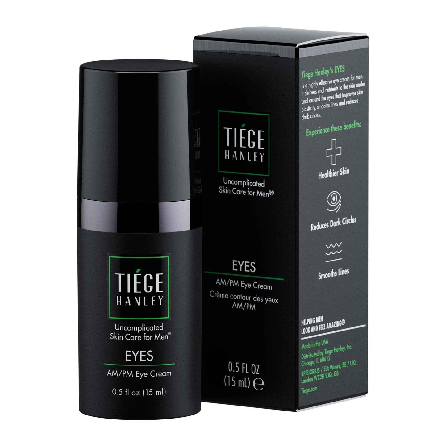 Tiege Hanley Eye Cream for Men, Morning and Night Under Eye Cream With Hyaluronic Acid and Vitamin B3, Helps Reduce the Look of Dark Circles and Puffiness, Anti Aging Men’s Skin Care, 0.5 Oz