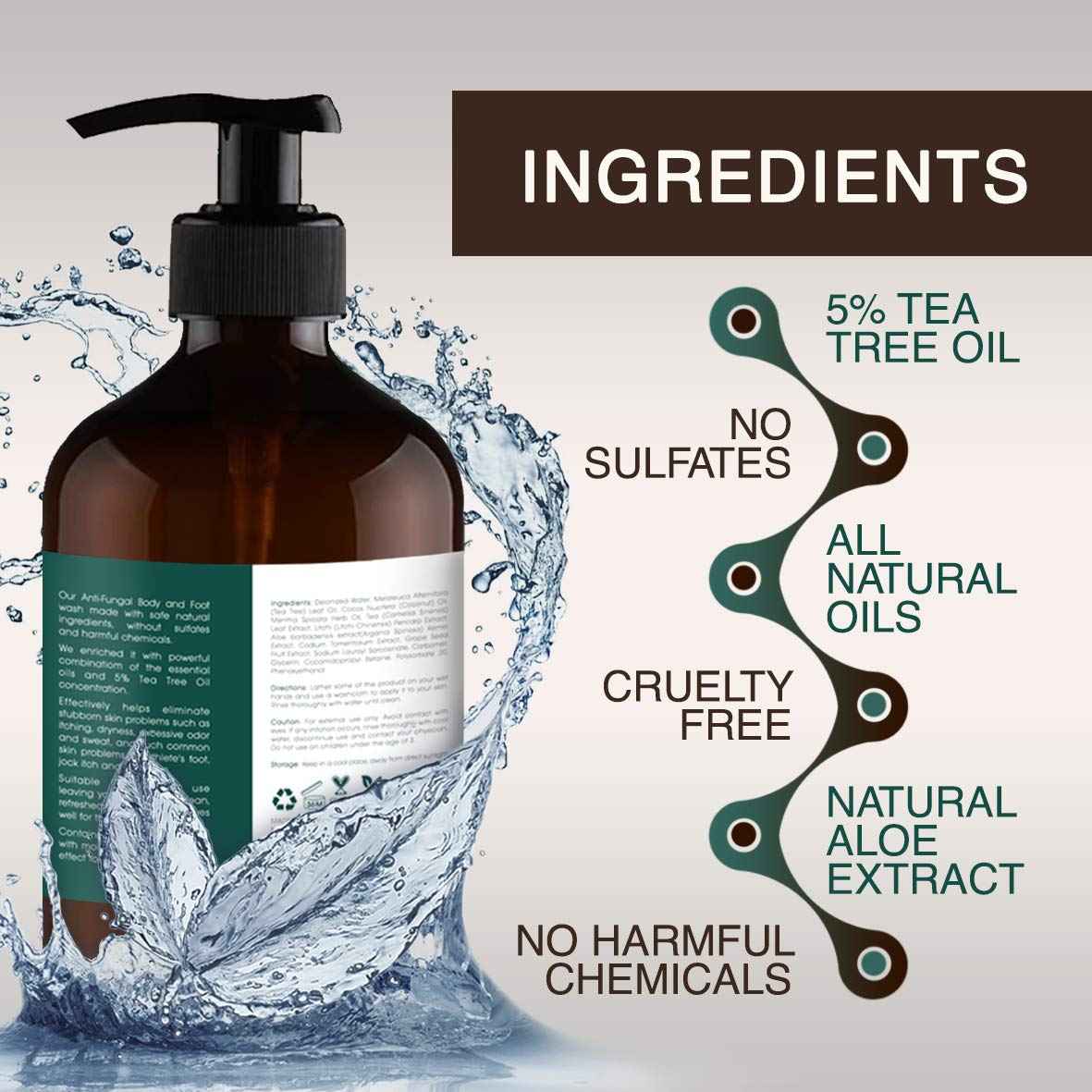 Tea Tree Oil Body Wash and Tea Tree Oil Foot Soak - Athletes Foot Treatment for Cracked and Dry Feet - Stubborn Foot Odor - Softens Calluses - Better Toe Nail Health