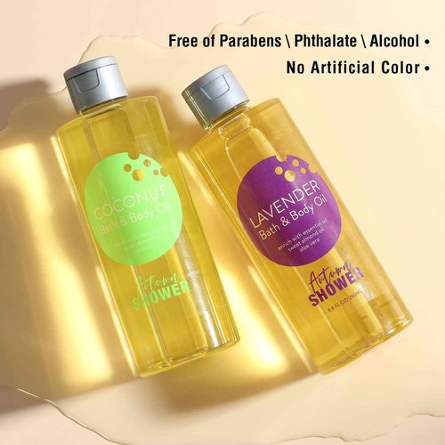 Autumn Shower Bath and Body Oil Body Oil with Sweet Almond Jojoba and Shea Butter, Lavender & Coconut Shower Oils Mother's Day Gift for Women Dry Skin 17.6 fl oz (Pack of 2)