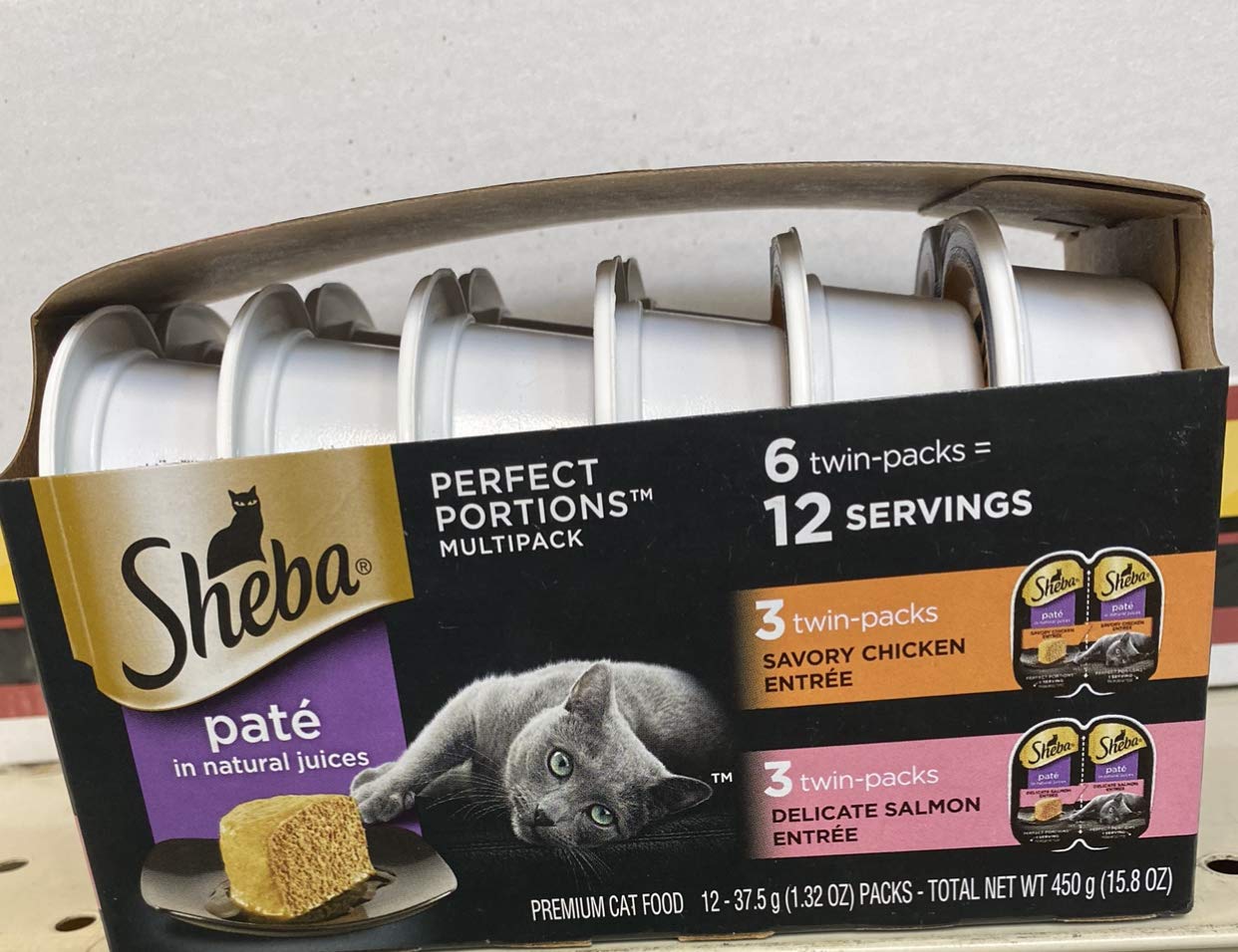 Sheba Perfect Portions Multipack Savory Chicken and Delicate Salmon Entrees Wet Cat Food, 2.64 oz., Count of 6