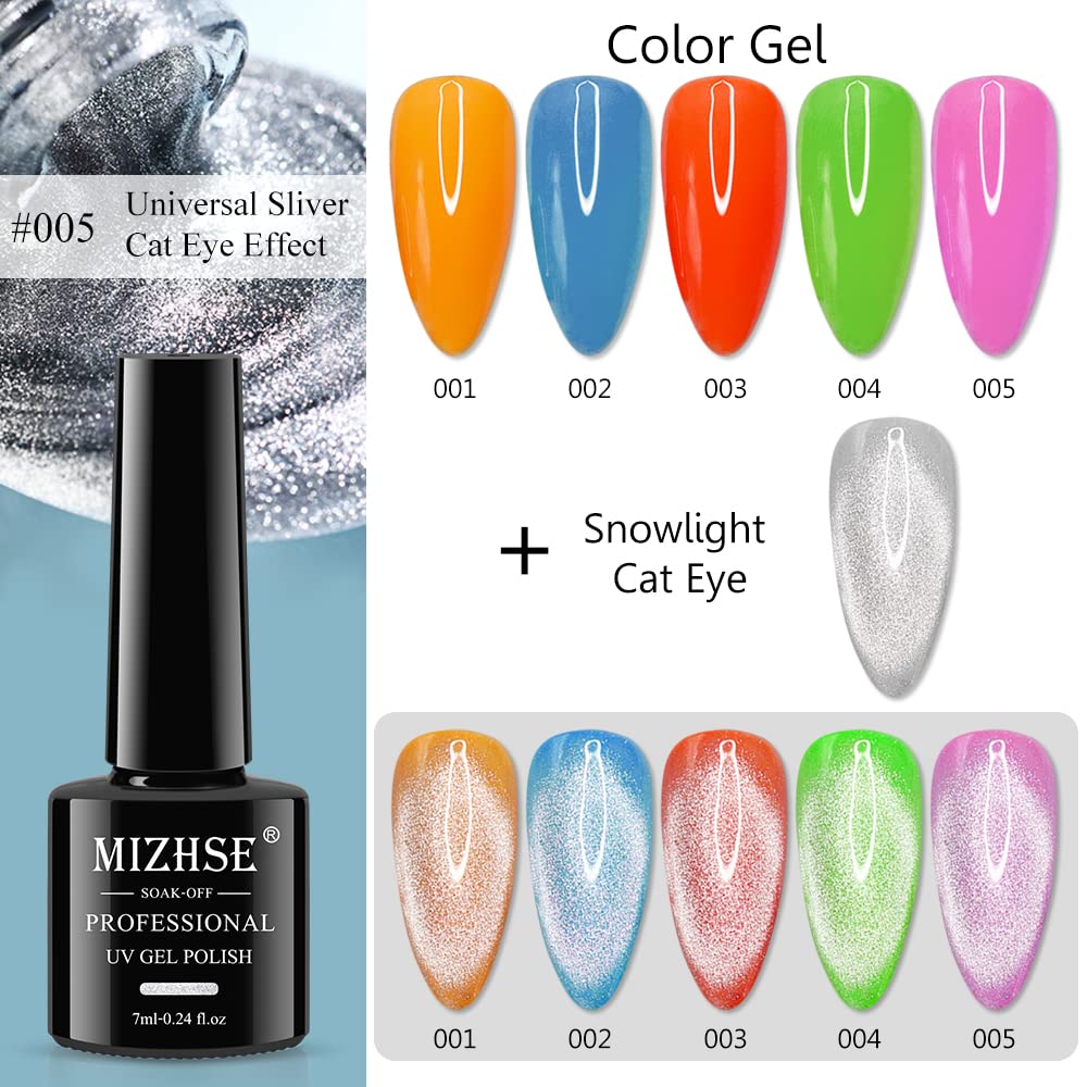 MIZHSE 9D Cat Eye Gel Nail Polish, Magnetic Gel Polish Set, Auroras Snowlight Chameleon Effect Soak Off UV LED with Magnet Stick Gel Nail Polish Set 10pcs (9D Collection 2)