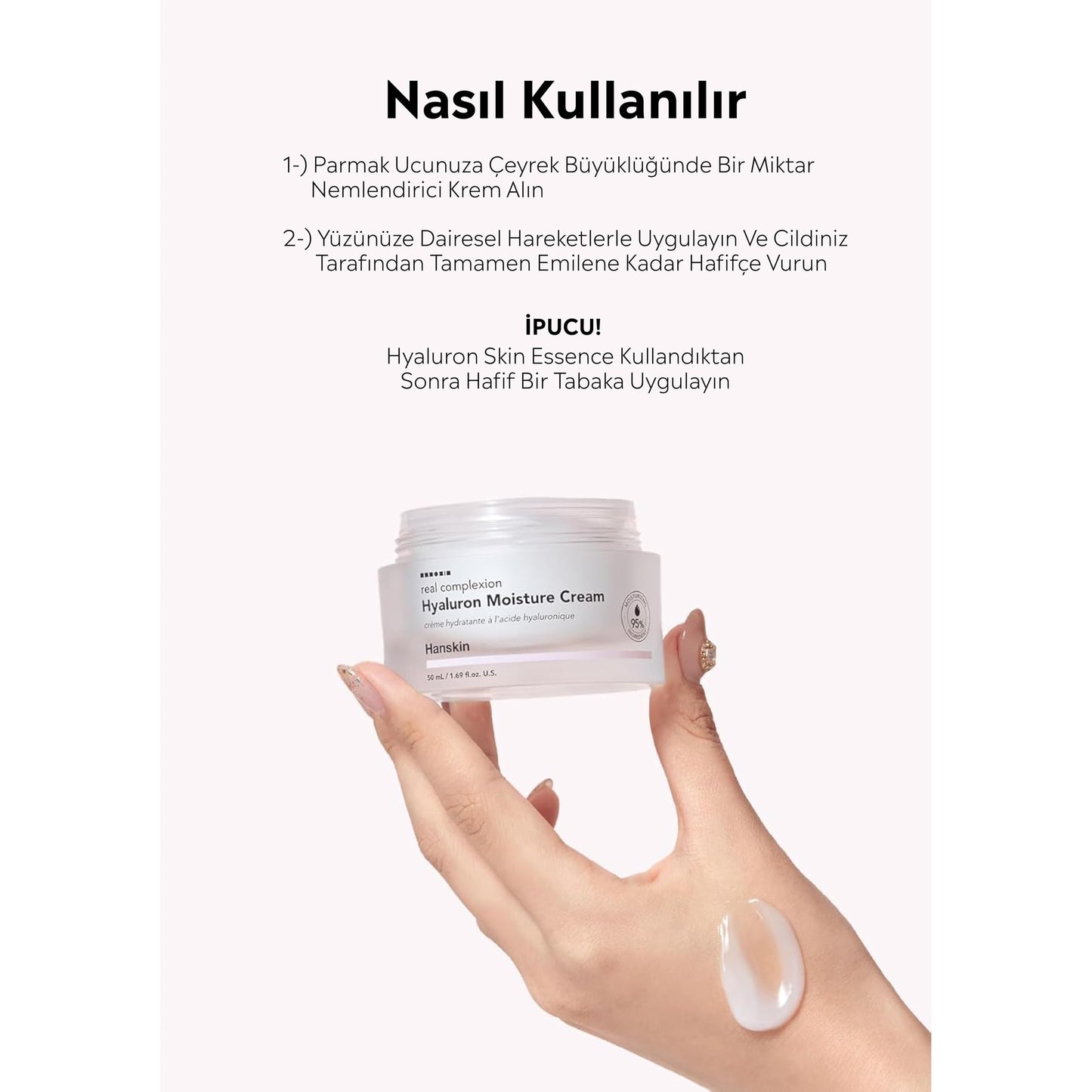 Hanskin Real Complexion Hyaluronic Moisture Cream,Hyaluronic Acid Moisturizer with Niacinamide Vitamin E Moisturizing Lotion for Sensitive and Dry Skin Korean Skincare 1.69 fl.oz.