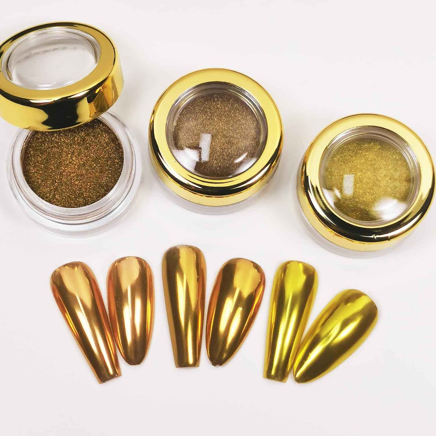 Mirror Chrome Powder Kit Holographic Metallic Gold Chrome Powder for Nails Dust Sequins UV Gel Pigment Decoration Gold Chrome Nail Powder Kit Yellow