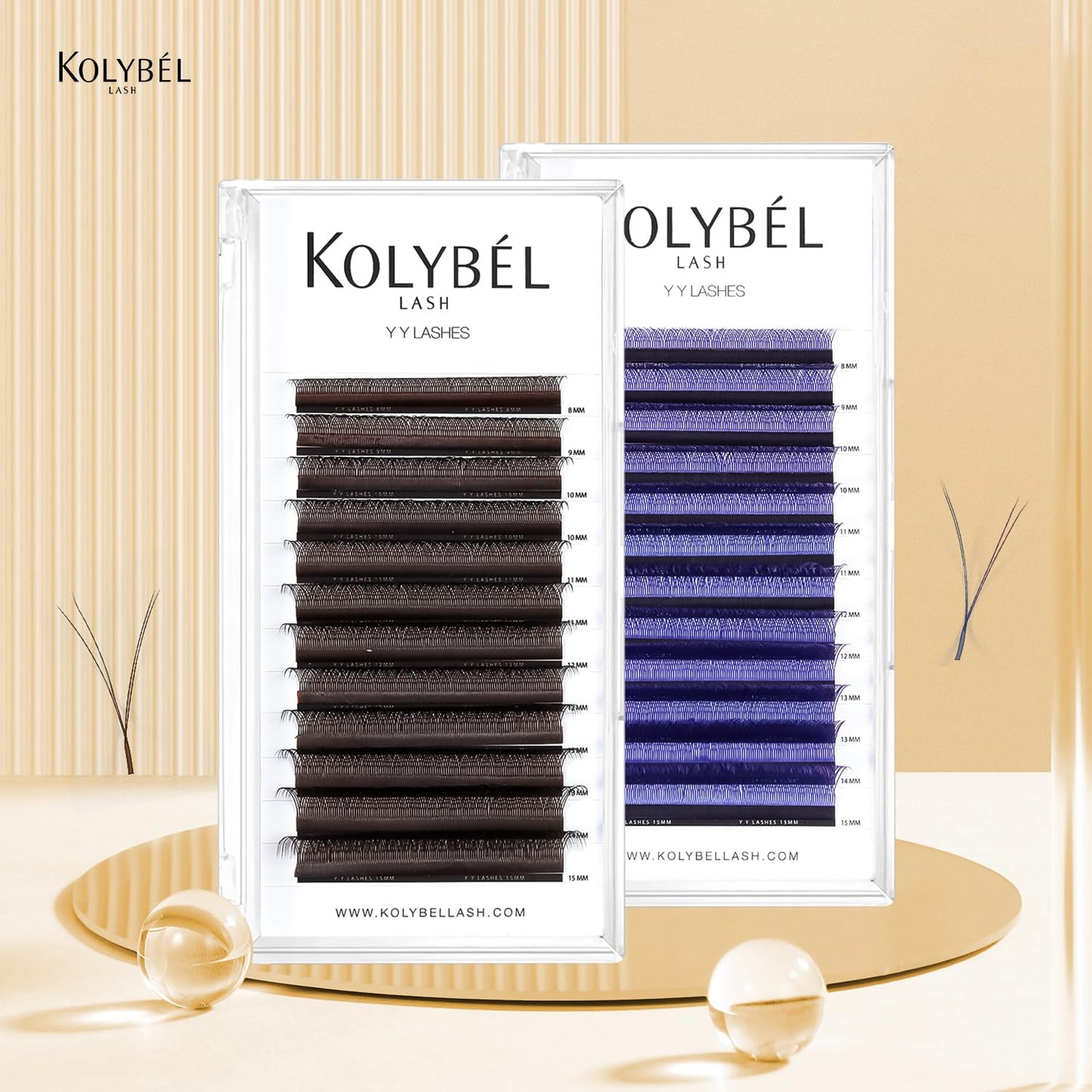 Kolybel YY Brown Eyelashes Extension Y Shaped 0.07mm C Curl 8-15mm Mixed Tray Lash Extension Easy Premade Fans 2D Soft Matte Black Volume Lashes Supply(YY,Brown-0.07-C-8-15mm)