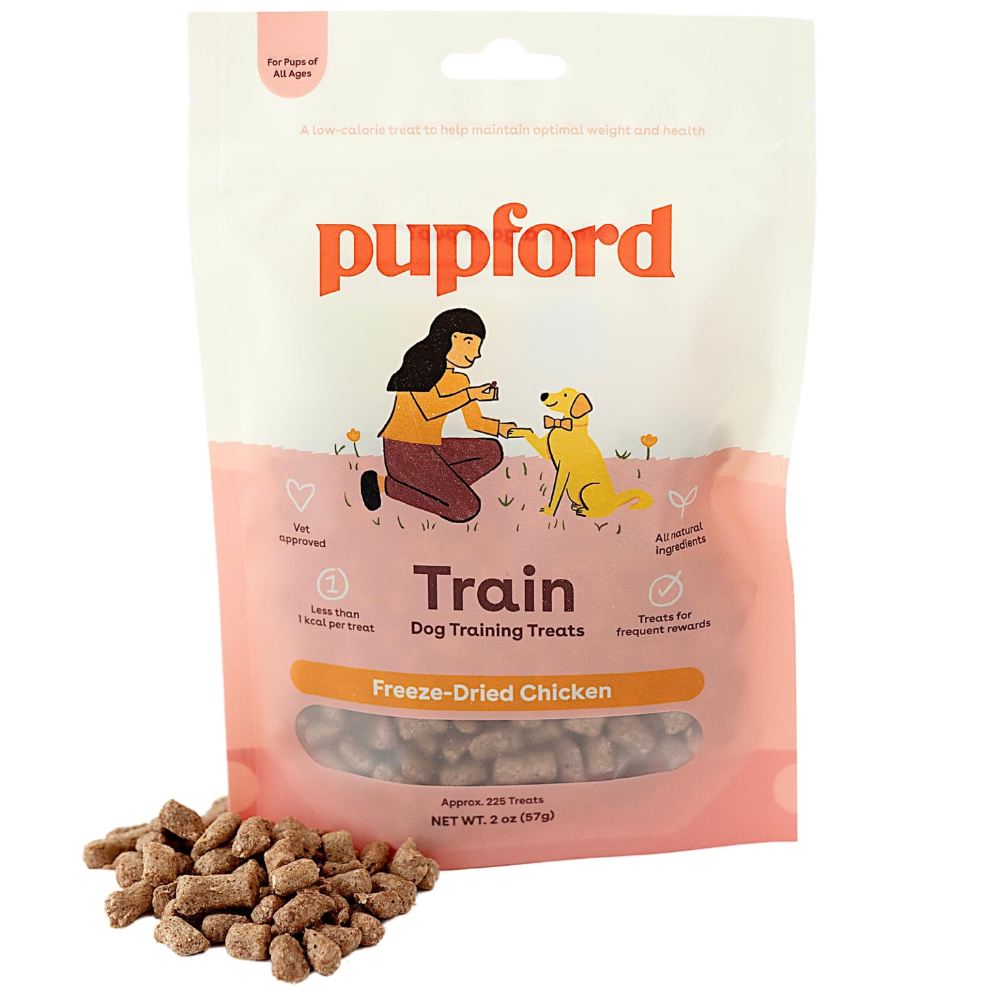 Pupford Freeze Dried Training Treats for Dogs & Puppies, 225+ Two Ingredient Bites (Chicken, 2 oz)