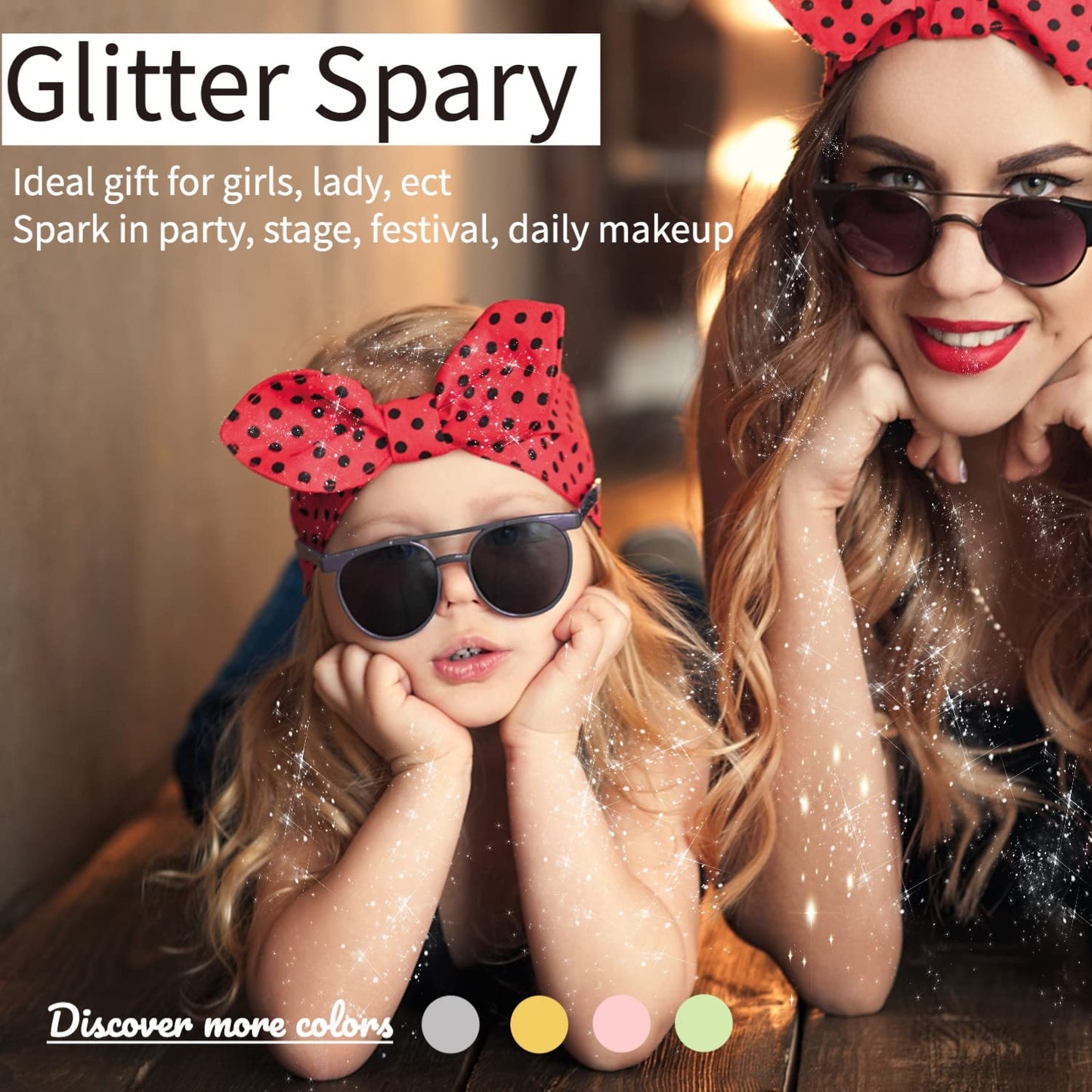 Glitter Spray for Body, Hair, SayingArt Holographic Glitter Fine Sparkle Highlighter Hairspray, Body Glitter Spray Shimmer Powder for Eye Nail Lip Women Makeup Rave Craft Resin(Red Bottle +1 Refill)