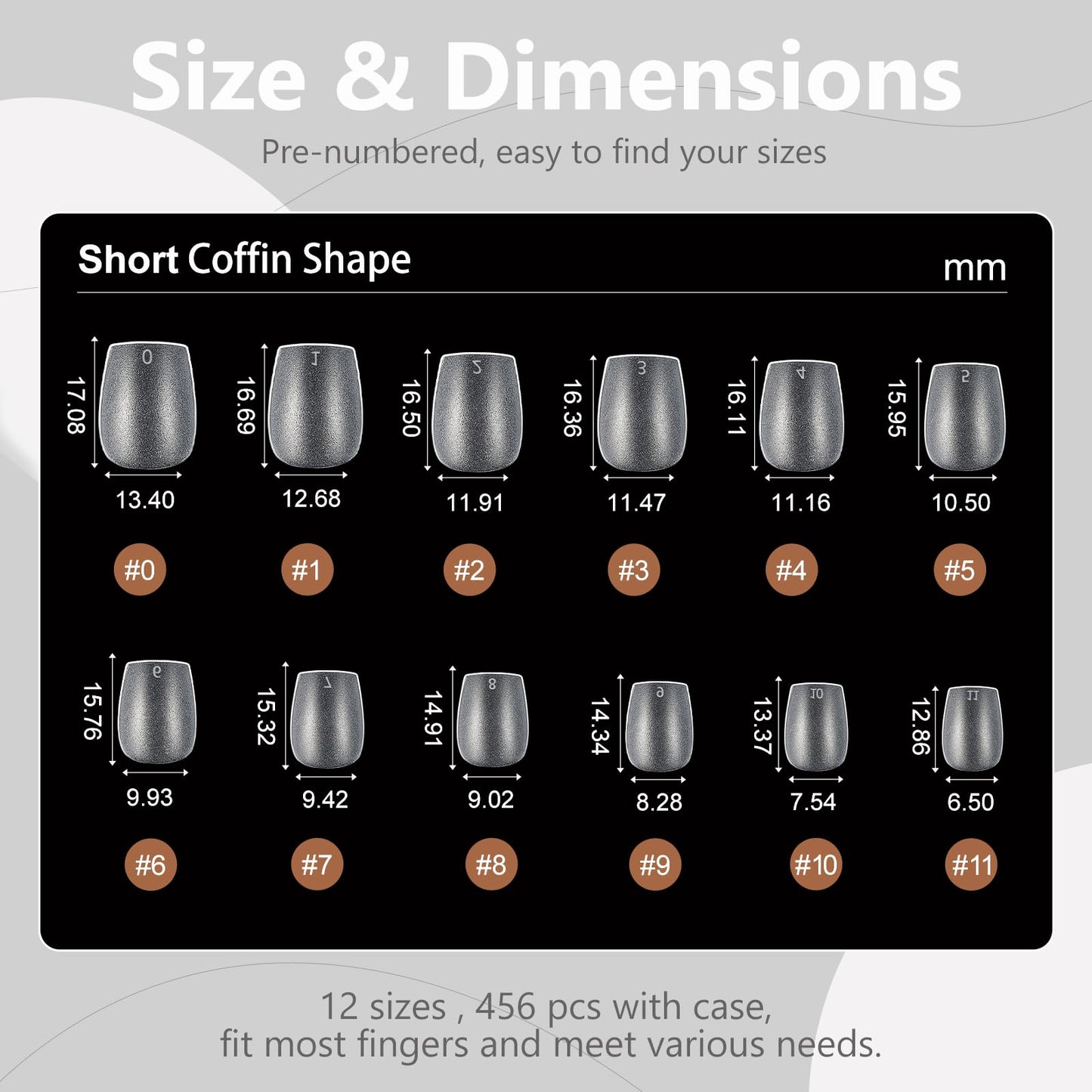 SHOWMORE 456Pcs Short Coffin Nail Tips Soft Gel Pre-shaped Full Matte Full Cover Acrylic False Nail Tip Press on Nails for Nail Extension DIY Salon 12 Sizes