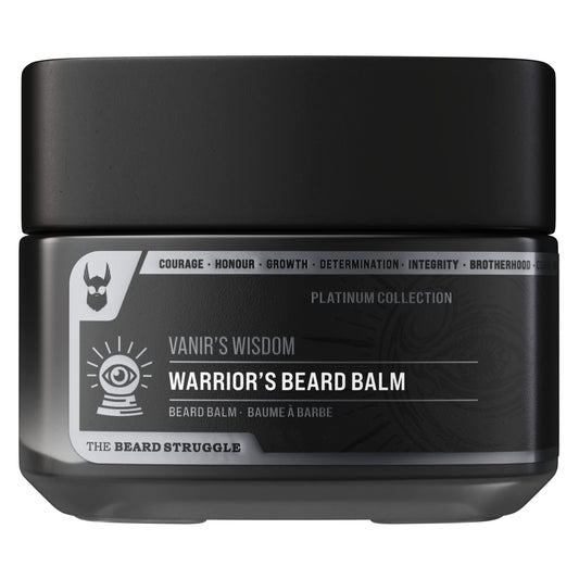 The Beard Struggle Warrior’s Beard Balm - Platinum Collection, Vanir's Wisdom - Non-Greasy Low-Hold Formula, Luxurious Cologne-Grade Fragrances 100% Natural and Plant-Based Ingredients - 50g