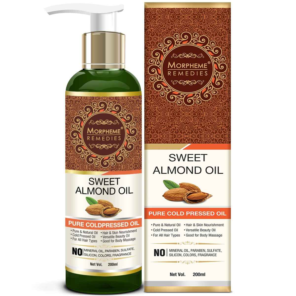 Morpheme Remedies Pure Sweet Almond Coldpressed Oil For Hair And Skin 200ml