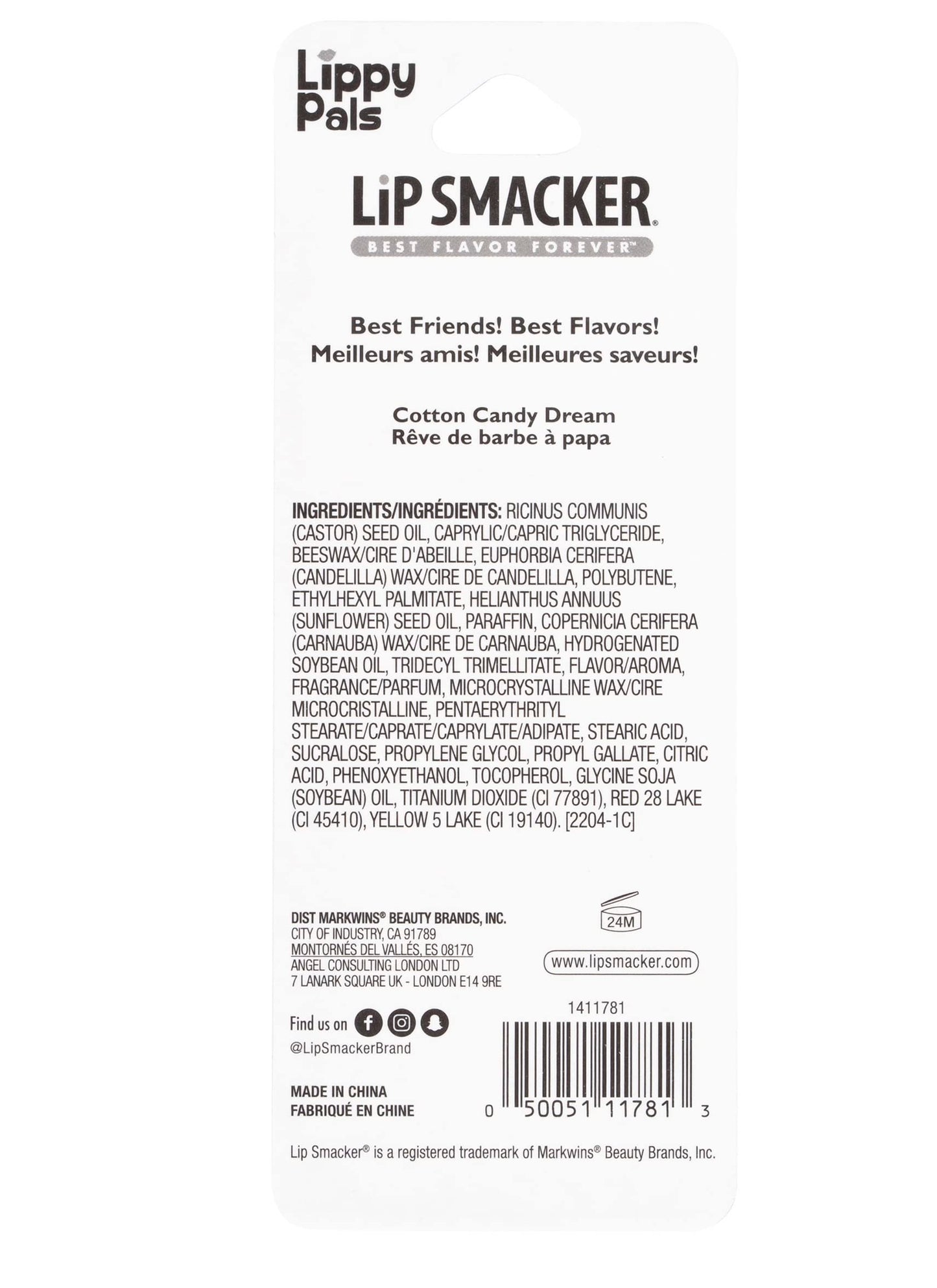 Lip Smacker Lippy Pals Unicorn Holiday, Flavored Moisturizing & Smoothing Soft Shine Lip Balm, Hydrating & Protecting Fun Tasty Flavors, Cruelty-Free & Vegan - Cotton Candy Dream