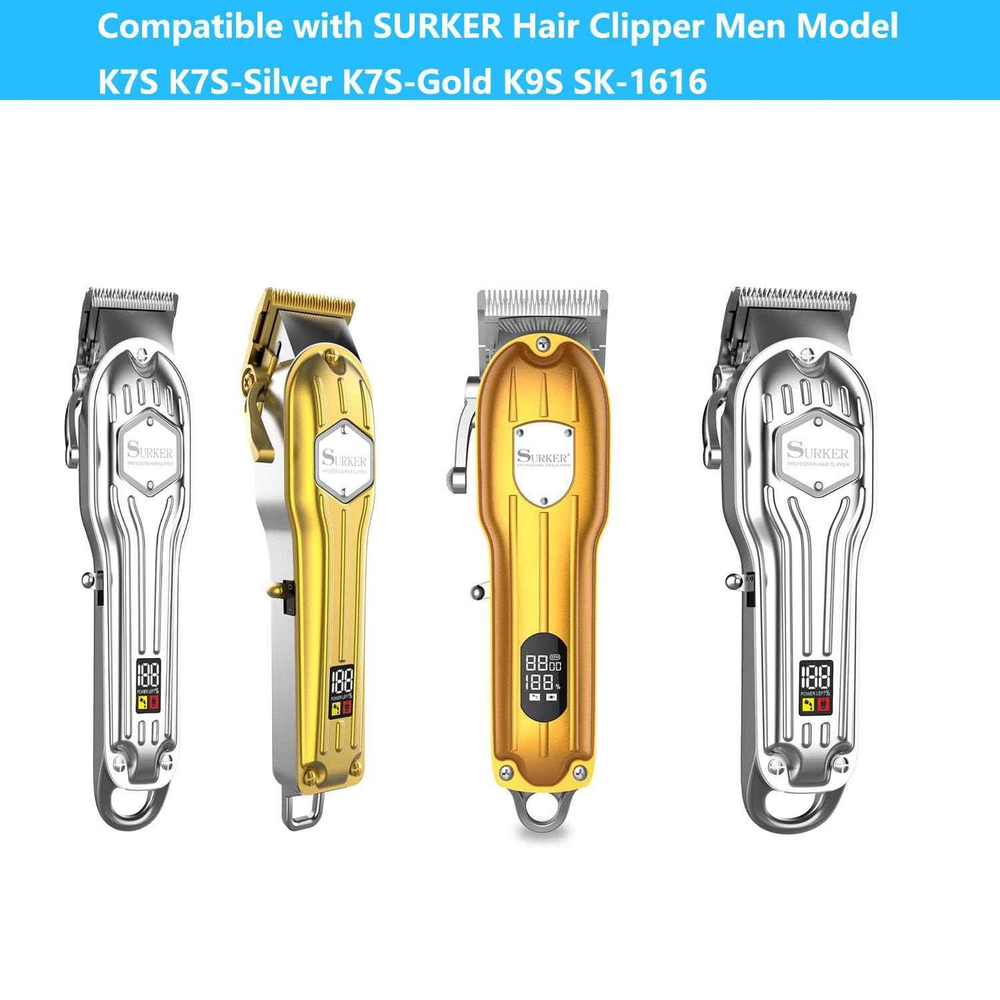 Odinxixi Replacement SURKER Hair Clippers Charger Cord Charging Cable Compatible with SURKER Hair Clipper Men Charger for Model K7S K7S-Silver K7S-Gold K9S SK-1616 Power Cord