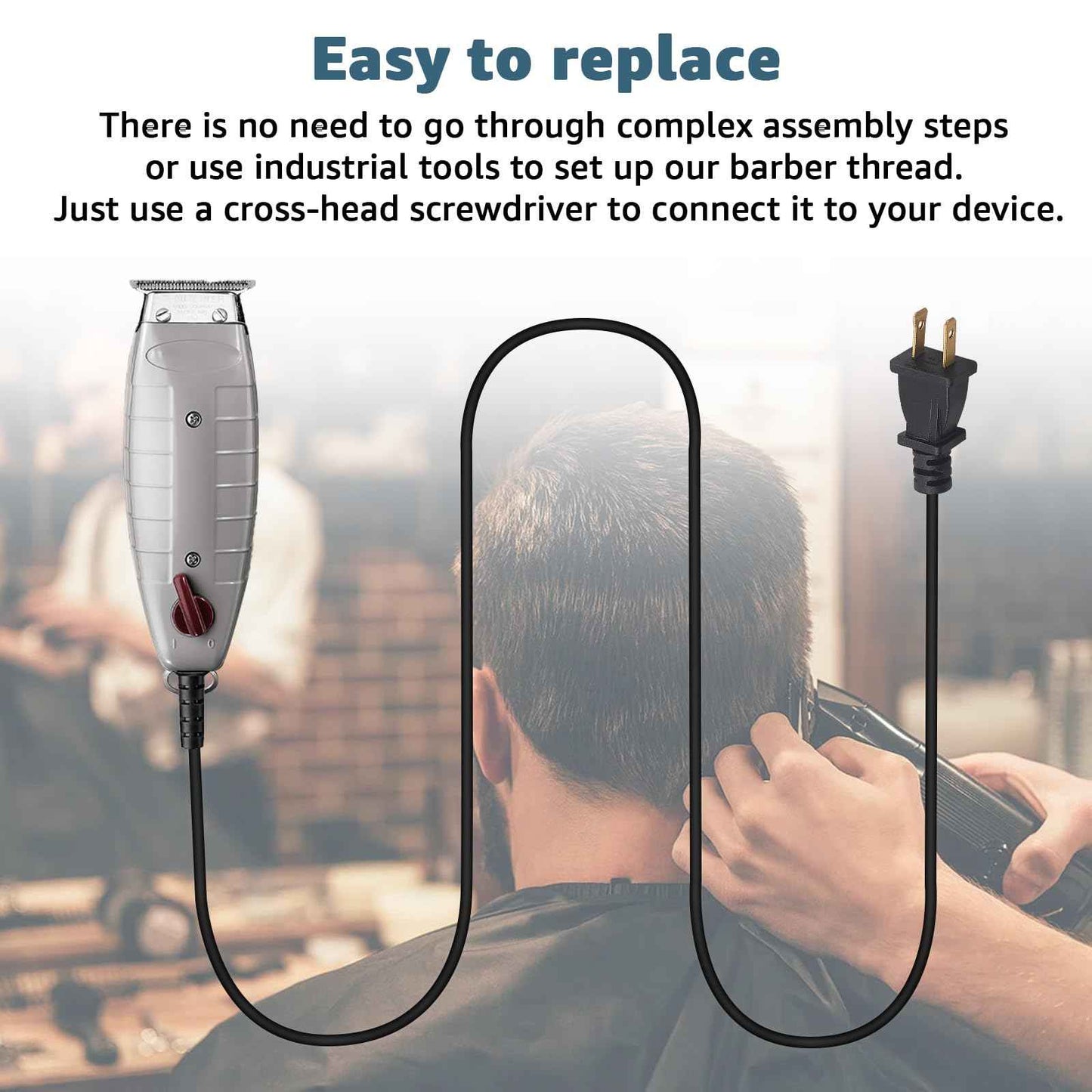 Hair Clippers Cord Replacement for Andis T-Outliner (2-Wire) – Compatible with GO & GTO Models