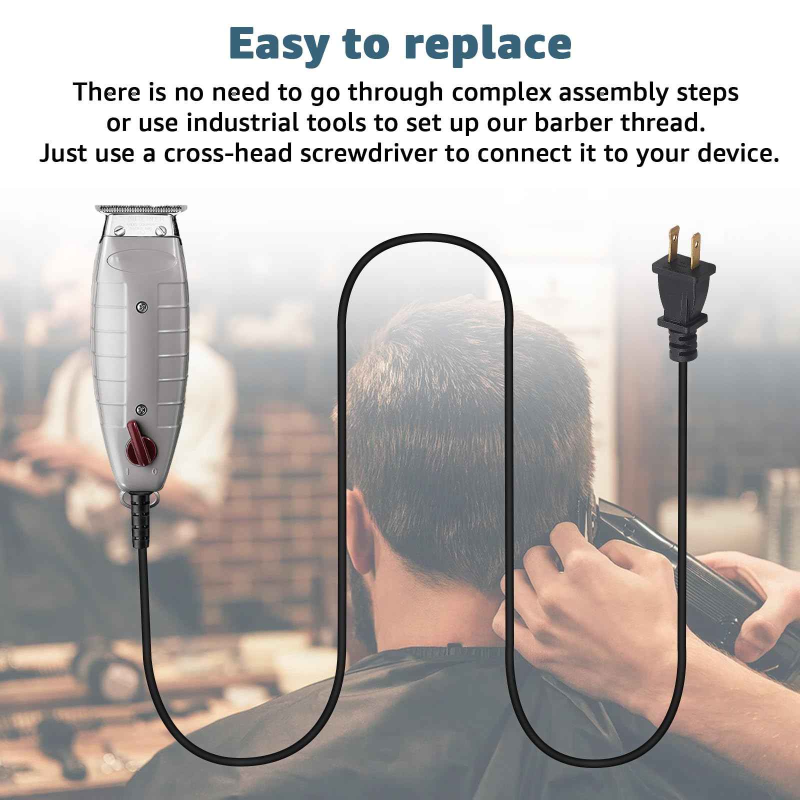 Hair Clippers Cord Replacement for Andis T-Outliner (2-Wire) – Compatible with GO & GTO Models