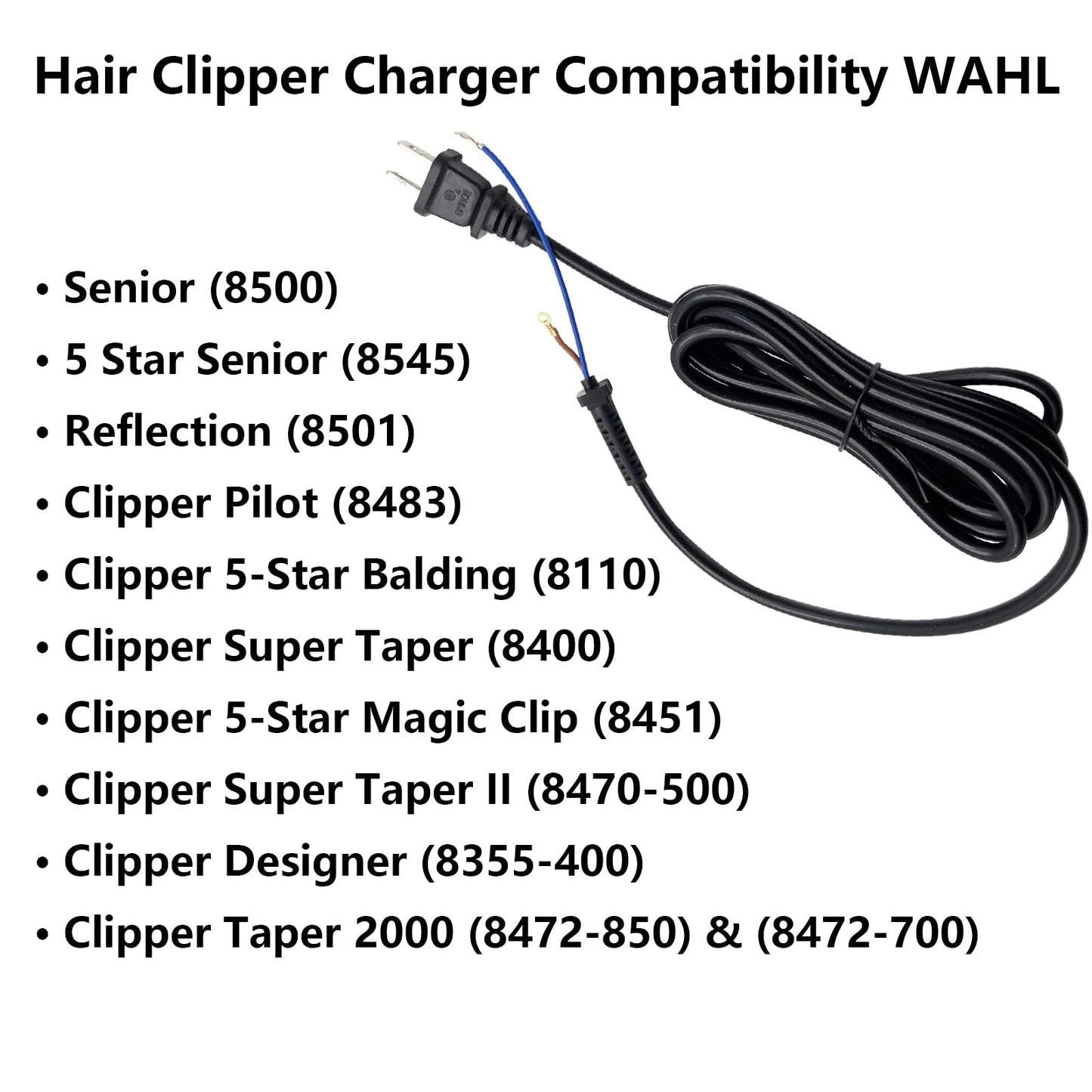 BestRec 00647-500 for Wahl Original Clipper Cord (NEW Style - Check Wires at End of Cord) Five Star Sr, Senior, SuperTaper, Designer, Balding, Magic Clip