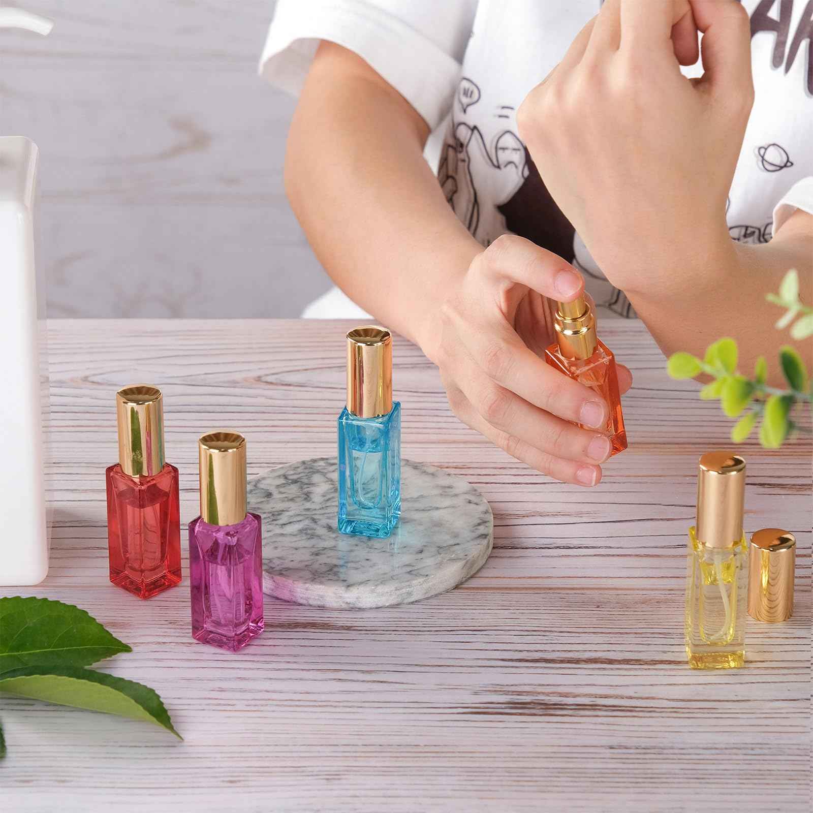 RAMFIYN 5pcs 6ml Refillable Perfume Bottle Travel Atomizer Set - Glass, Multi Color, High Precision Nozzle