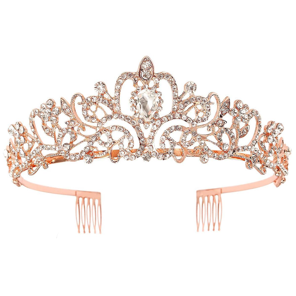 Papoopy Tiara Crown for Women, Headband Hair Accessories for Birthday Wedding Party Costume Rose