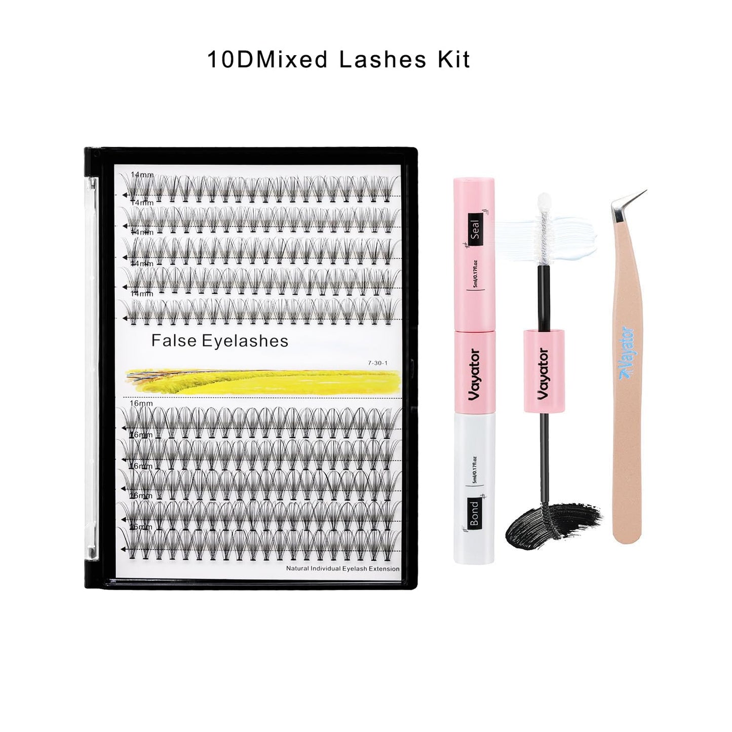 Vayator 10+12mm Mixed 12+14mm Mixed Tray Mink Eyelash Extension Natural 3D Russian Volume Faux Eyelashes Individual 20D Cluster Lashes Makeup (10D-14+16mm Mixed)