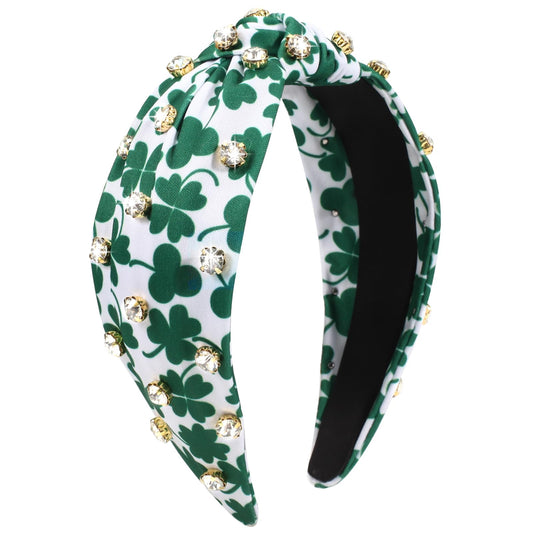 Twinfree St. Patrick's Day Headbands Wide Elastic Headband Rhinestone Hairband for Women Party Fashion Hair Hoop