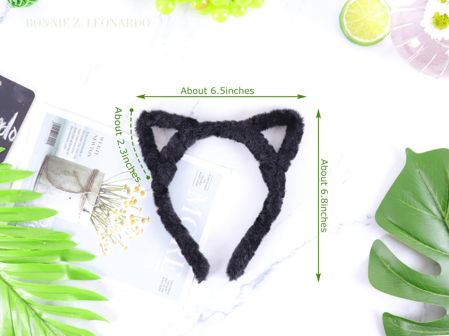 Bonnie Z. Leonardo Plush Cute Cat Ears Headband Black Cat Ears PluC-Black