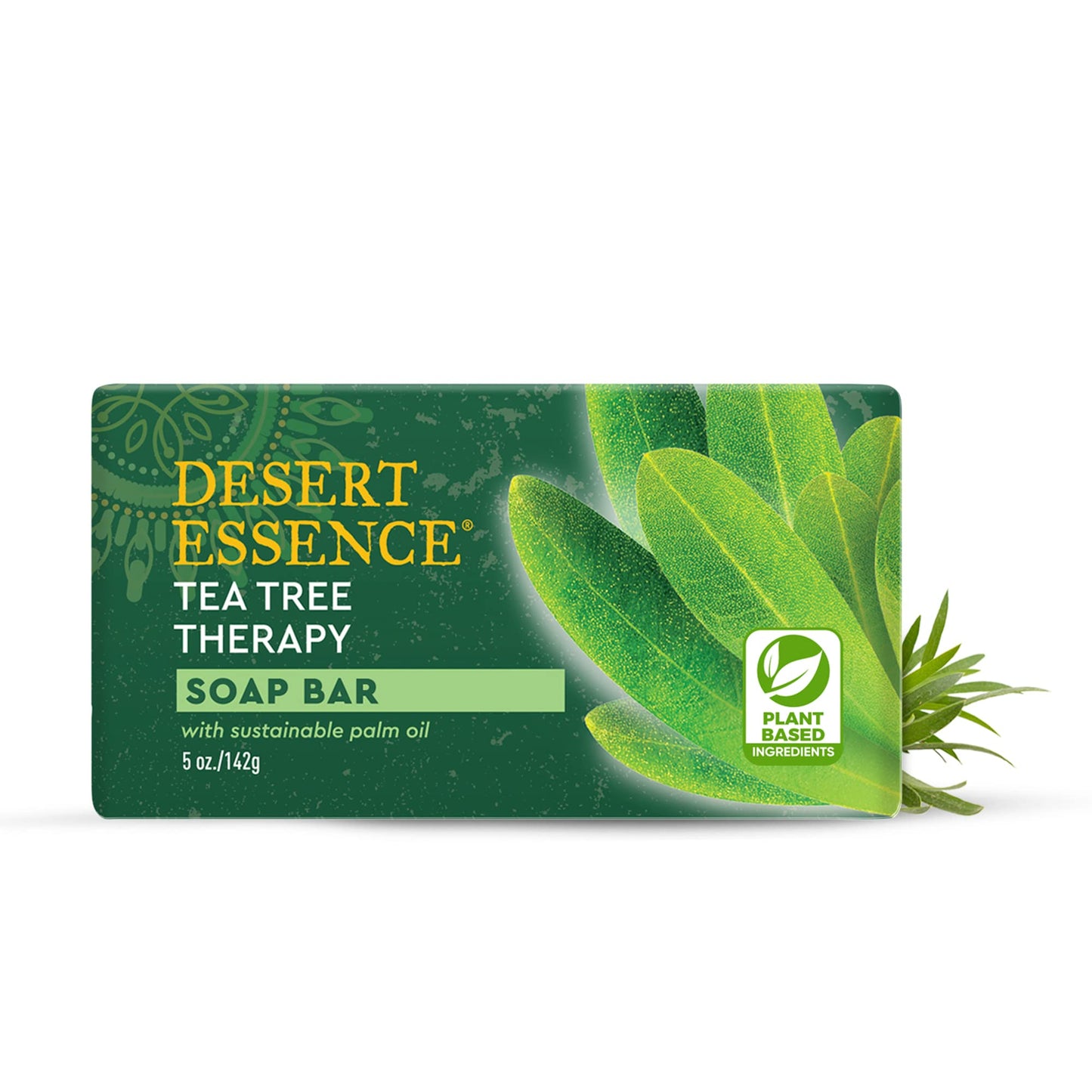 Desert Essence Tea Tree Therapy Cleansing Bar Soap - 5 Ounce - Therapeutic Skincare - All Skin Types - Jojoba Oil - Aloe Vera - Palm Oil - Moisturizes Face and Body