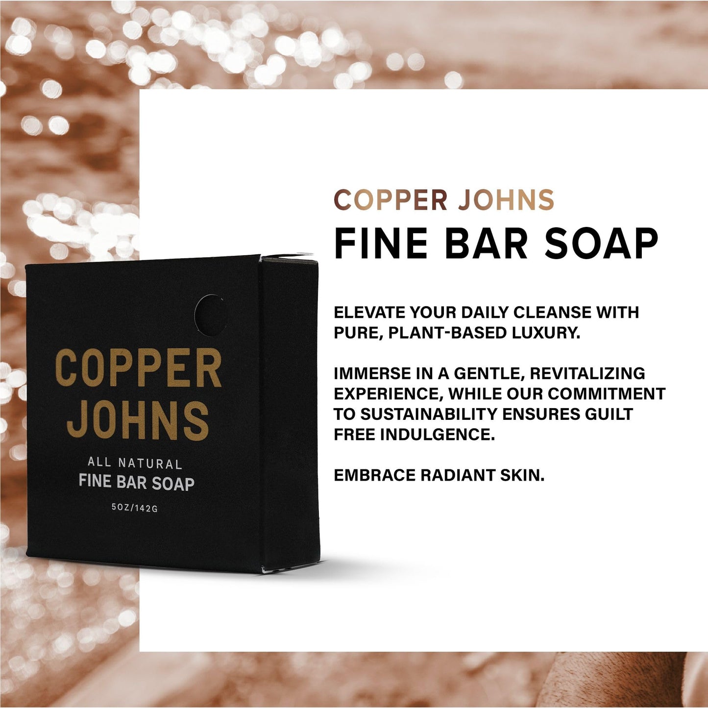 Copper Johns Bar Soap | For Both Beard & Body | Made with Natural Oils and Organic Shea Butter | Oasis | 5 oz