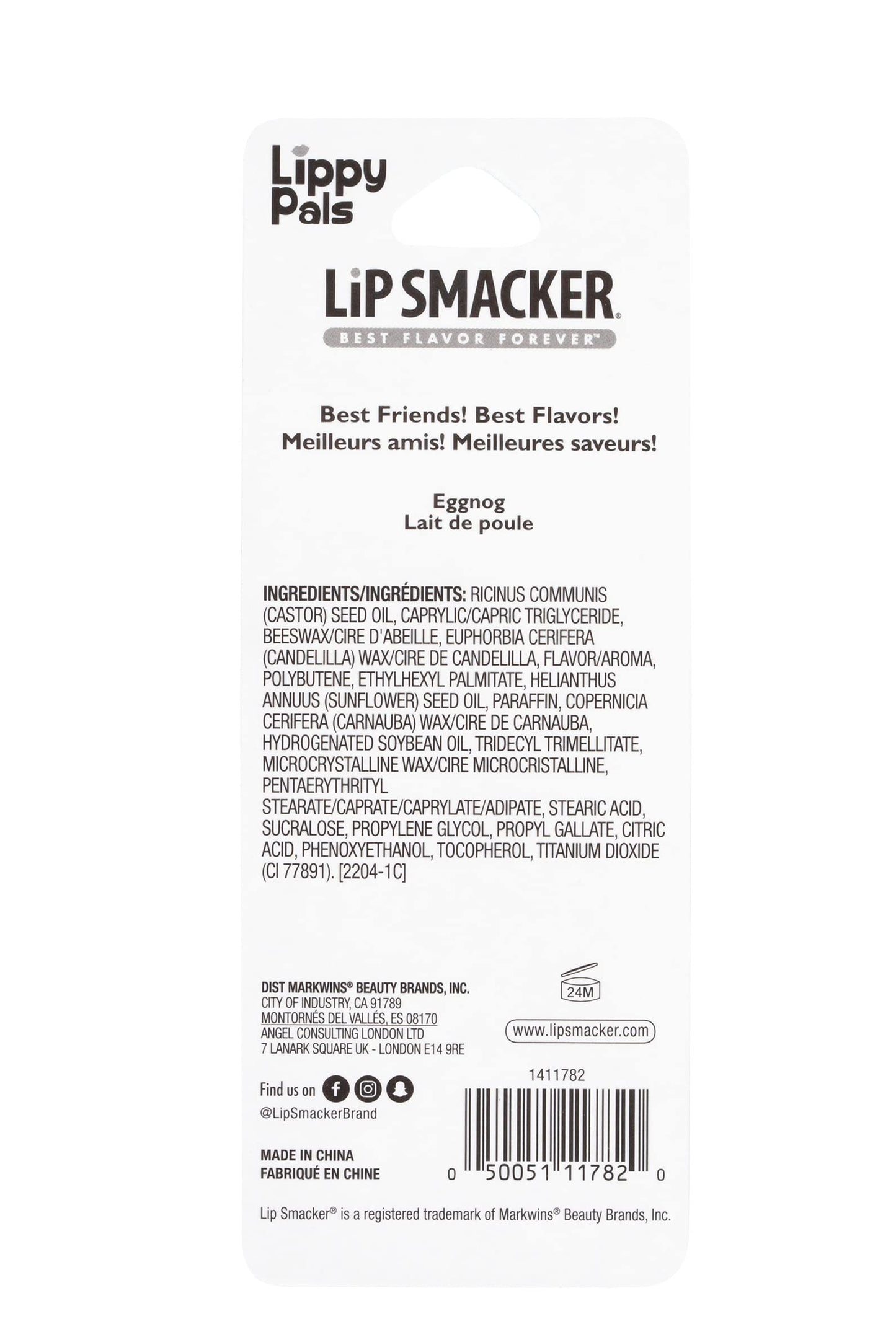 Lip Smacker Lippy Pals Panda Holiday, Flavored Moisturizing & Smoothing Soft Shine Lip Balm, Hydrating & Protecting Fun Tasty Flavors, Cruelty-Free & Vegan - Eggnog