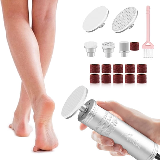 Kredioo Electric Foot Callus Remover 5 Nano Glass Nail File Grinding Heads and Sanding Bands Pedicure Tools for Feet Adjust Speed R/F Direction Remove Calluses Dead Dry Skin