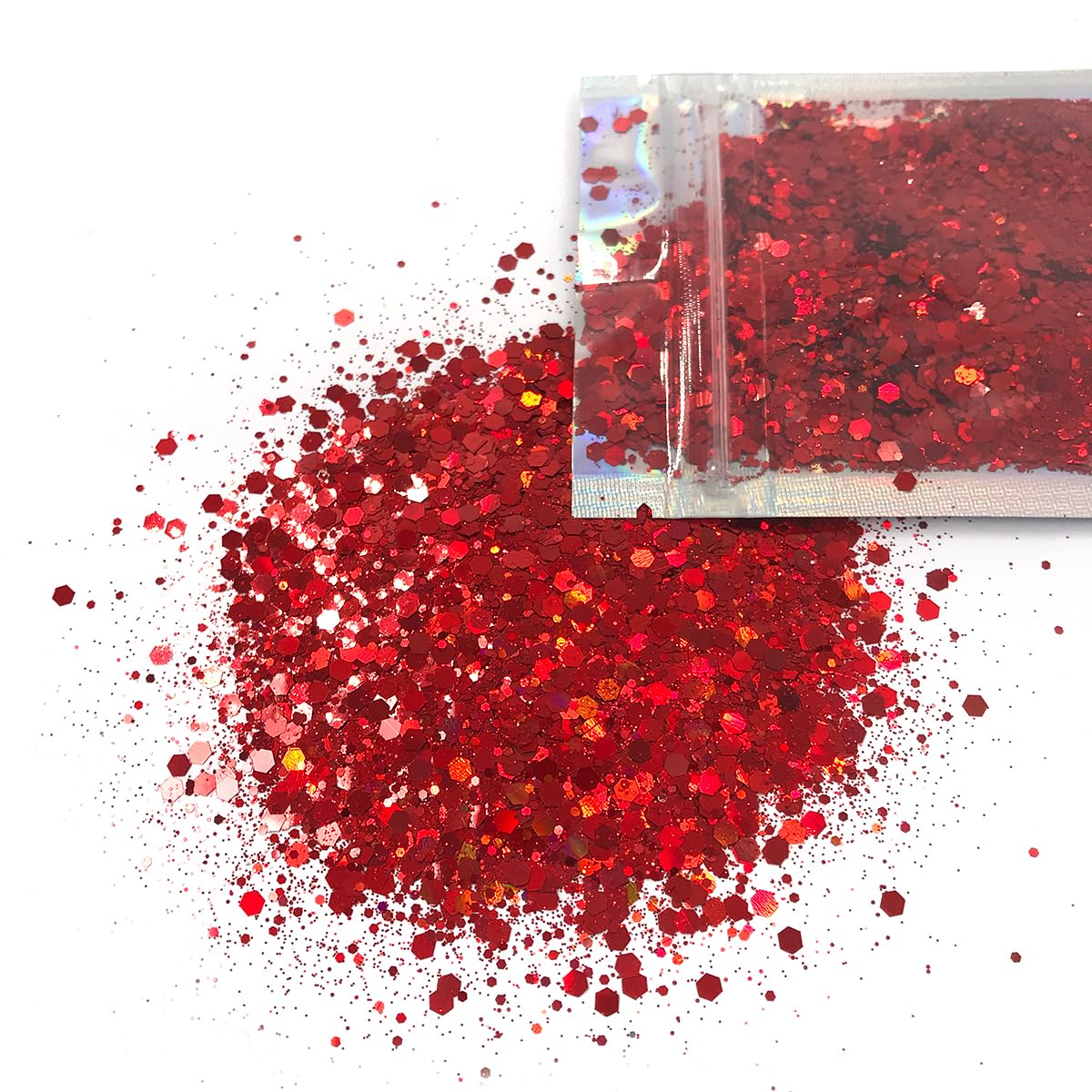 Red Face & Body Glitter - Cosmetic Grade Chunky Glitter - Uses Include: Festival Rave Makeup Face Body Nails Resin Arts & Crafts, Resin, Tumblers, Bath Bombs - Solvent Resistant