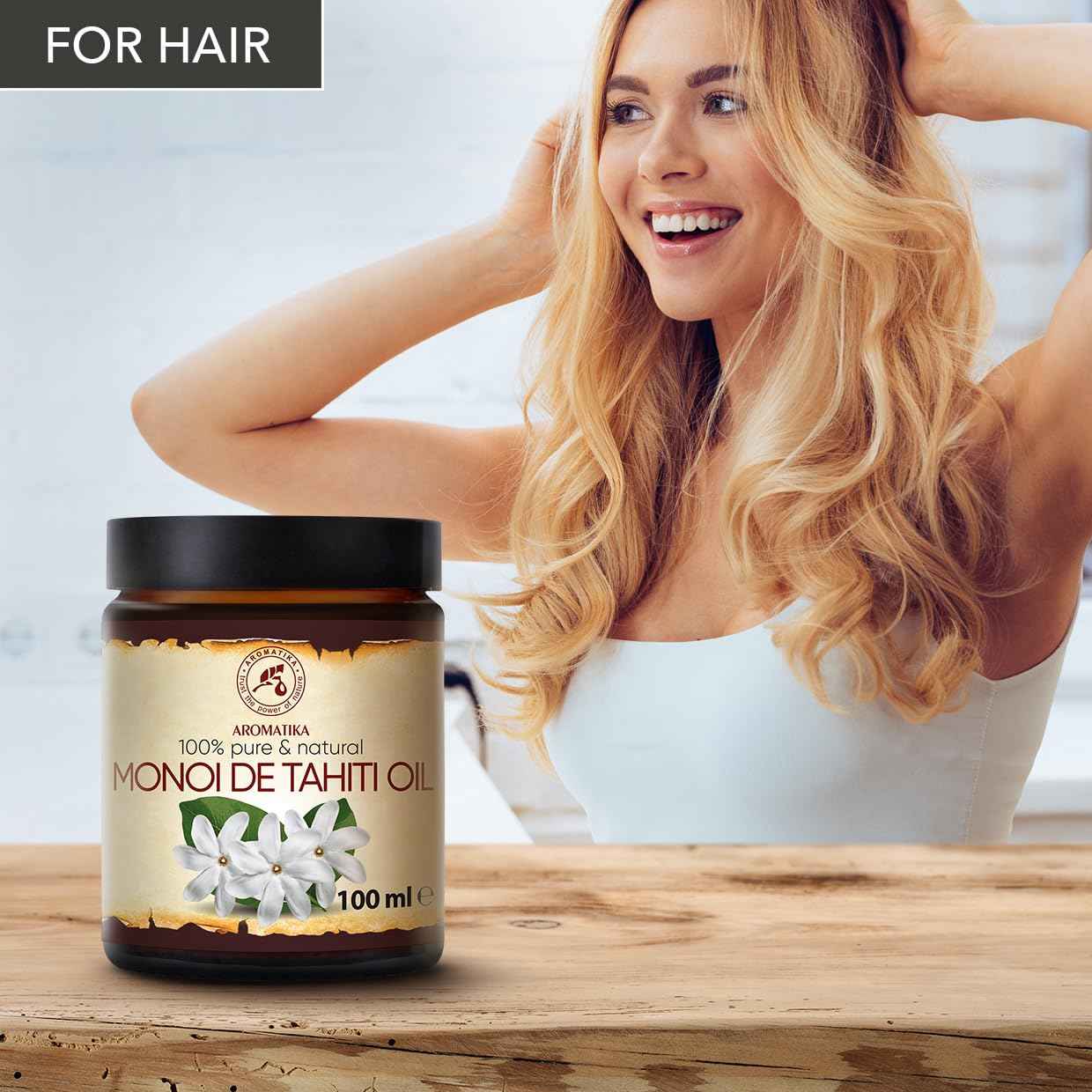 Monoi de Tahiti Carrier Oil 3.4 Fl Oz - Pure Cold Pressed Monoi Base Oil - Cocos Nucifera - Gardenia Tahitensis - Unrefined Carrier Oil for Essential Oils - Face & Body Care - Massage (Pack of 2)