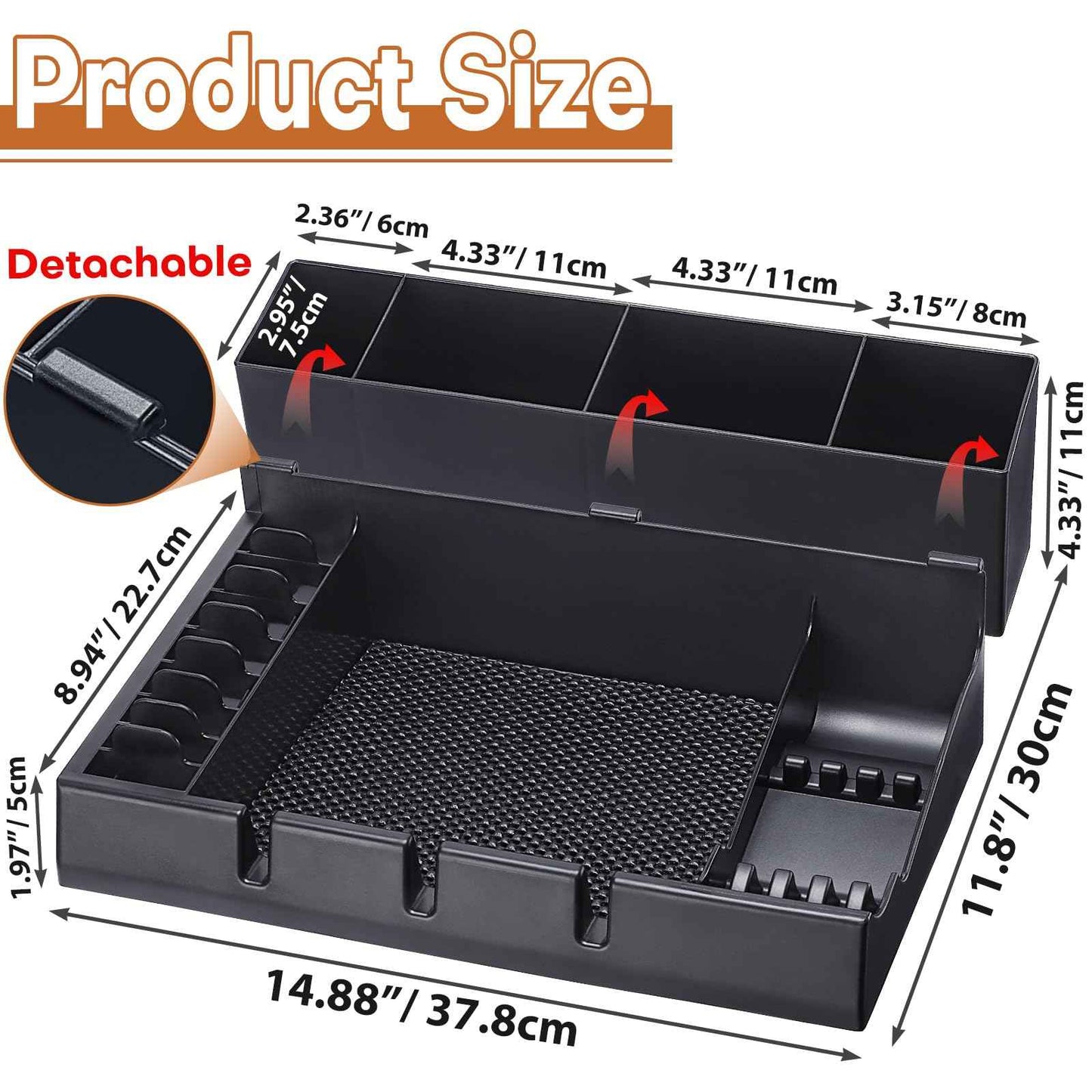 Large Barber Station Organizer for Corded Clippers & Guards, Barber Clipper Tray Anti-slip Hair Trimmer Holder, Multifunctional Detachable Hairdressing Tool Holder, Salon Haircut Supplies Storage Case