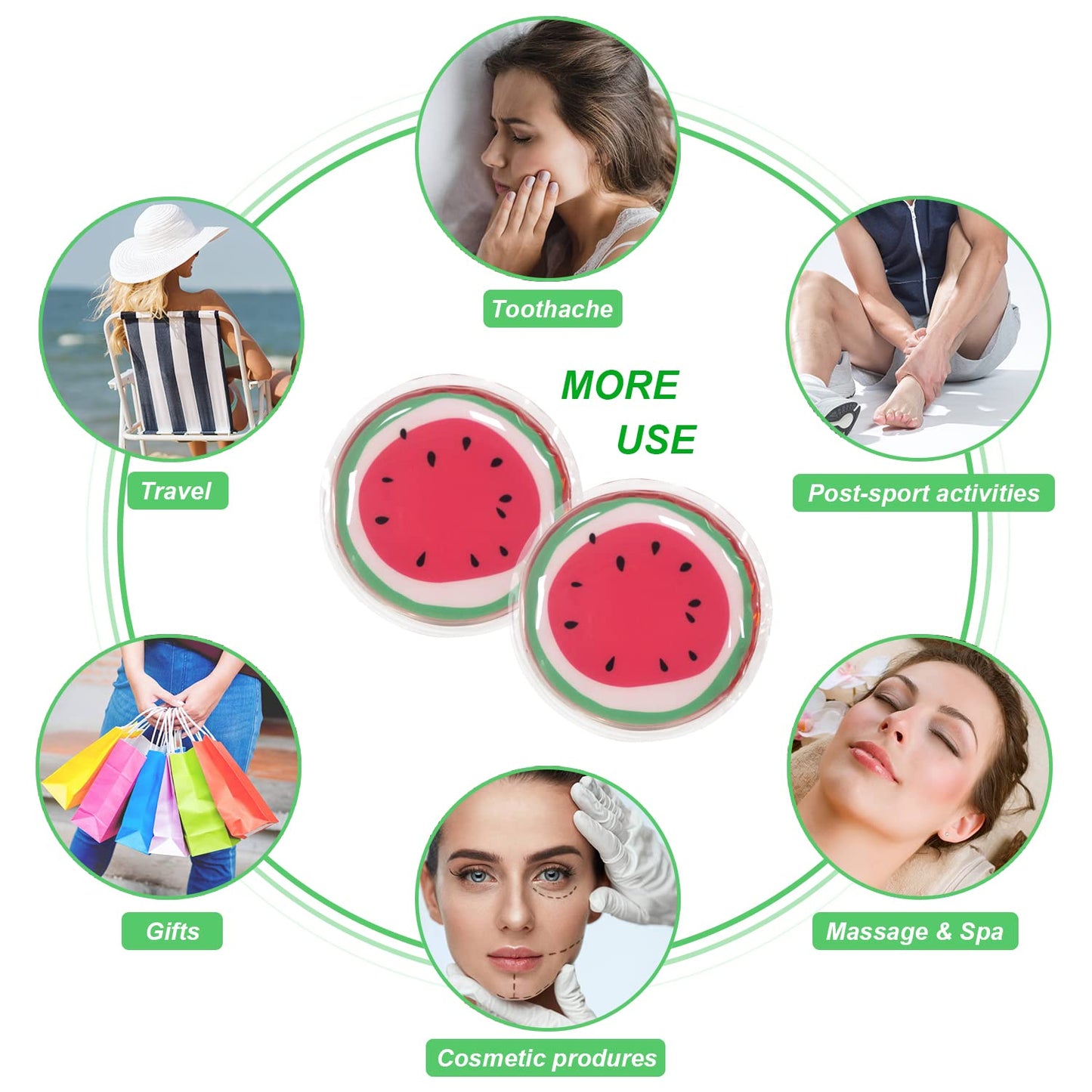 Hot and Cold Eye Pads, Reusable Eye Patches - Soothing, Revitalizing, Puffiness, Refresh, Relieves Stress, Relax, Relieves Puffiness and Tension(ATP044 Watermelon)