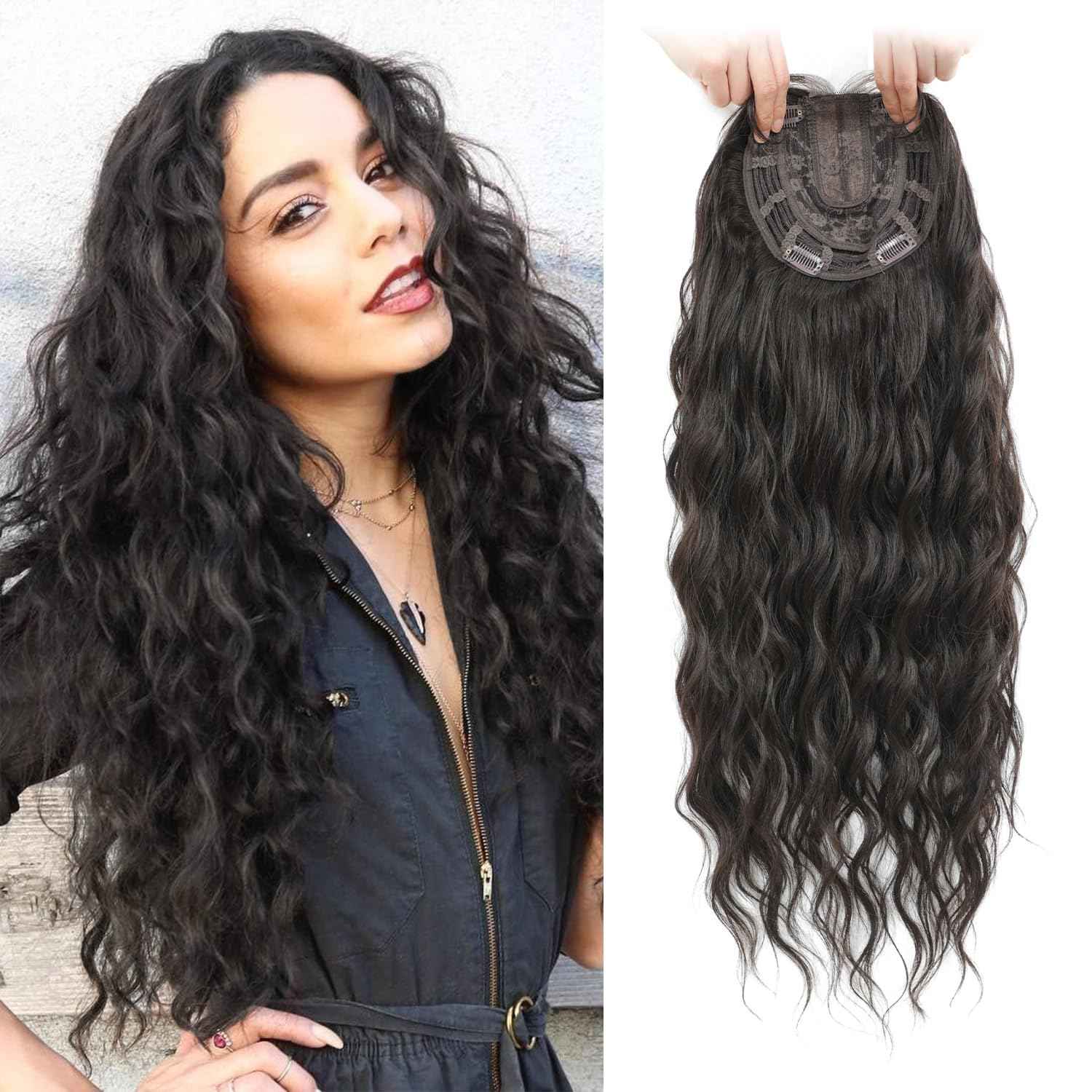 UDU Long Curly Hair Topper for Women with Thinning Hair – Natural Look, Lightweight Clip-In Hairpiece, Full Coverage and Volume, Easy to Style, Comfortable and Easy to Wear