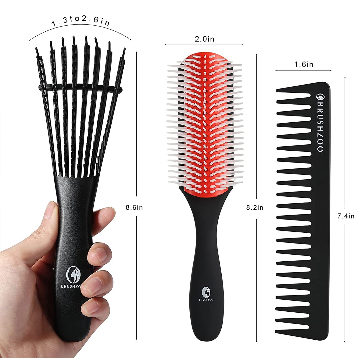 O BRUSHZOO Detangler Hair Brush for Curly Hair, Detangling Brush for Wet Dry Thick Wavy Hair, Curly Hair Brushes for Women Men Kids Styling Defining