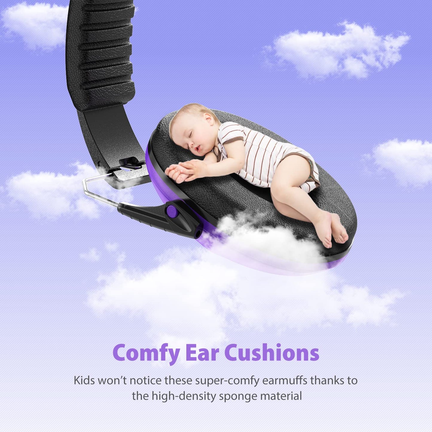 Dr.meter Ear Muffs for Noise Reduction: EM100 SNR27.4 Kids Ear Protection with Adjustable Headband - Kids Noise Cancelling Headphones for Concerts, Football Game, Fireworks and Air Shows - Purple