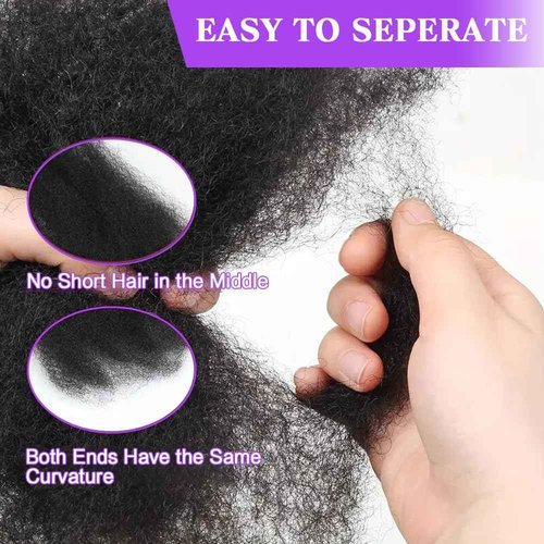 16 Inch Afro Kinkys Bulk Human Hair for Dreadlocks Extensions and Locs Repair 1 Pack 50 Gram Natural Black Color Afro Kinky Curly Human Hair Bulk for Twist