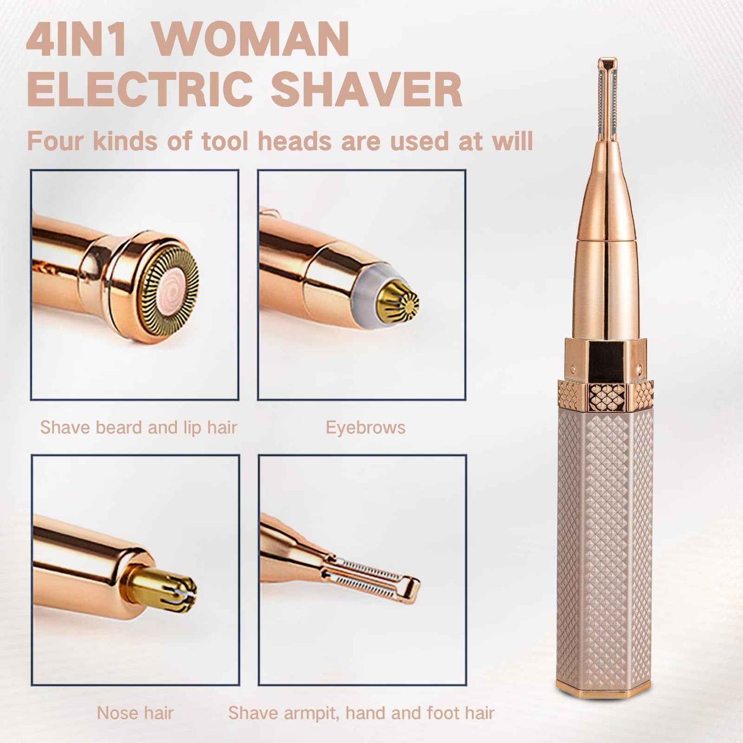 OYUEGE 4 in 1 Facial Electric Shaver for Women, Full Body Epilator Rechargeable Eyebrow Nose Bikini Hair Trimmer,Facial Shaver