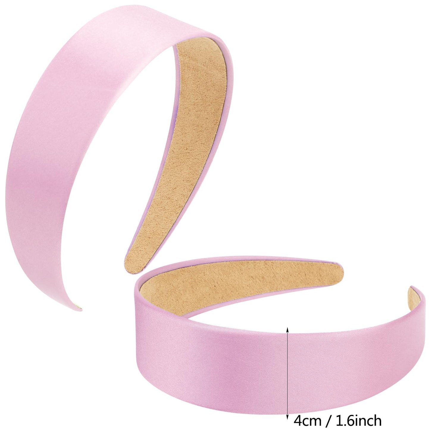 VELSCRUN Headbands for Women Girls 1.6 Inch Pink Satin Wide Headband Head Bands for Womens Hair Solid Simple Fashion Hair Bands Cosplay Halloween Hair Accessories Gifts for Mothers Sisters